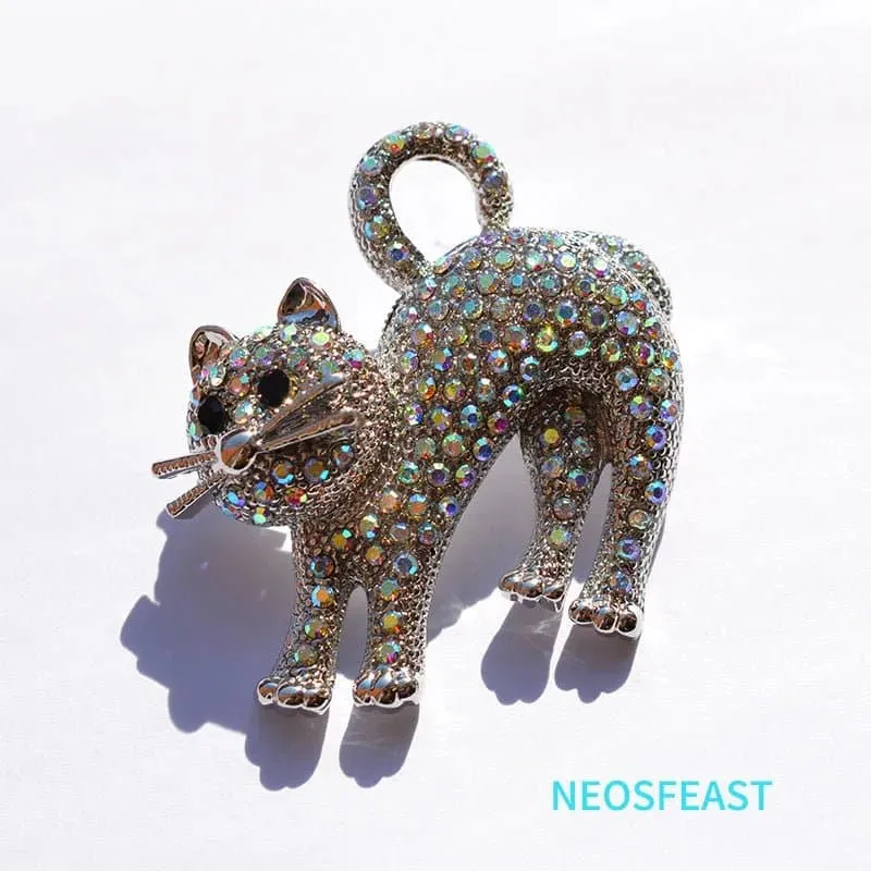 Rhinestone Cute Cat Brooches