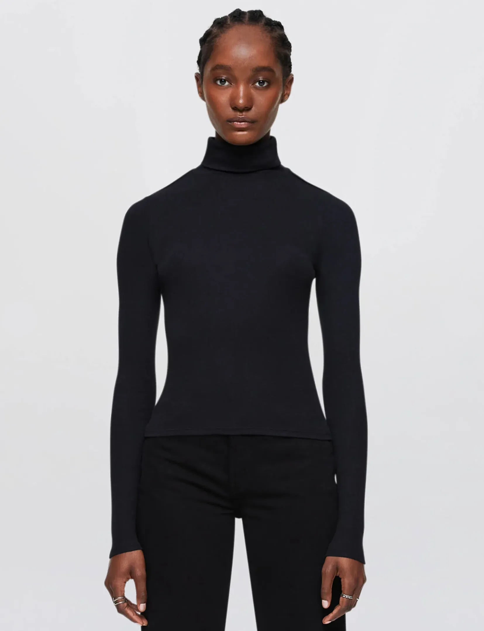 Ribbed Turtleneck, Black