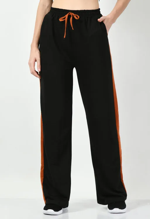 Rust Panel Black Wide Leg Joggers