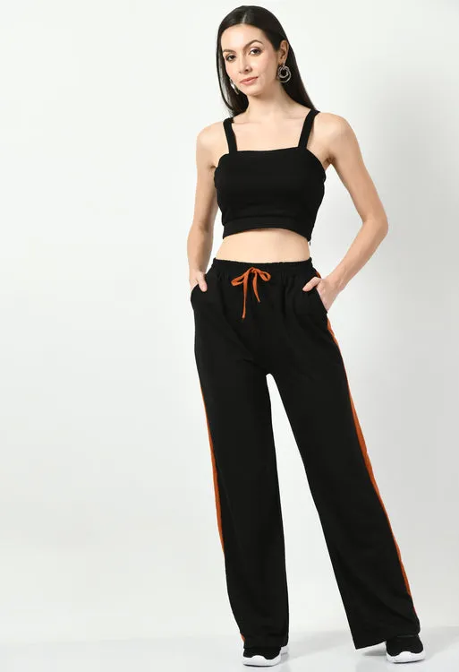 Rust Panel Black Wide Leg Joggers