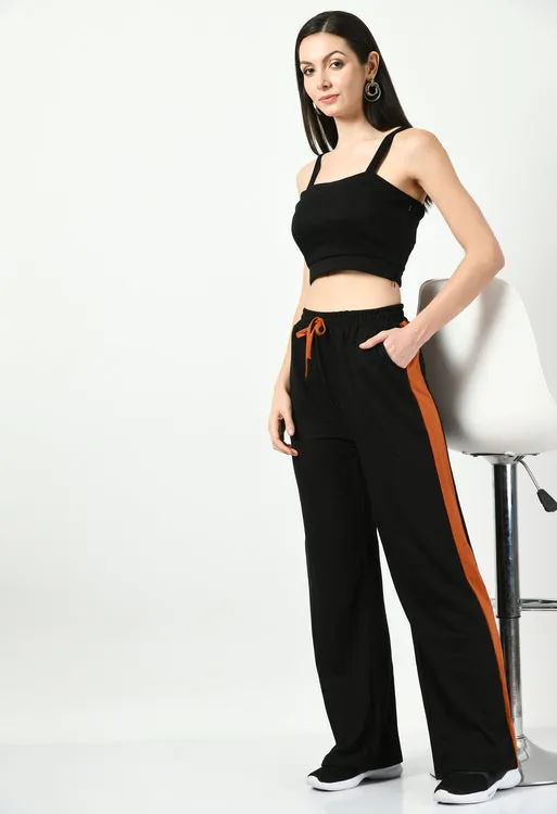 Rust Panel Black Wide Leg Joggers