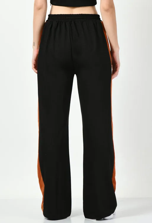 Rust Panel Black Wide Leg Joggers