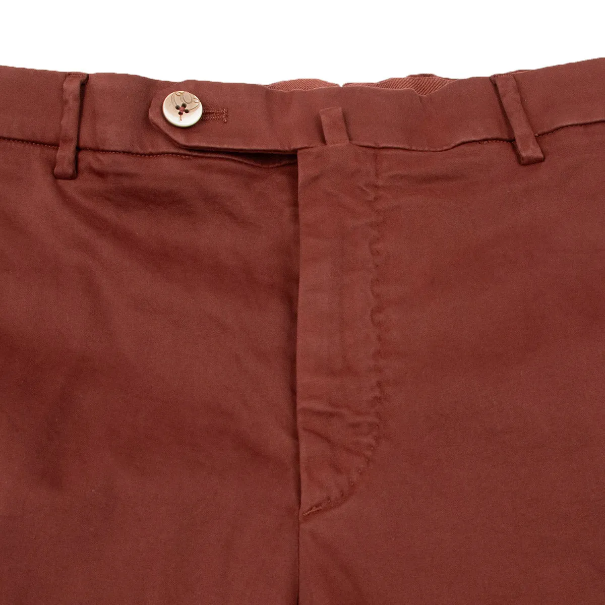 Rust Red Stretch Cotton Twill Chinos