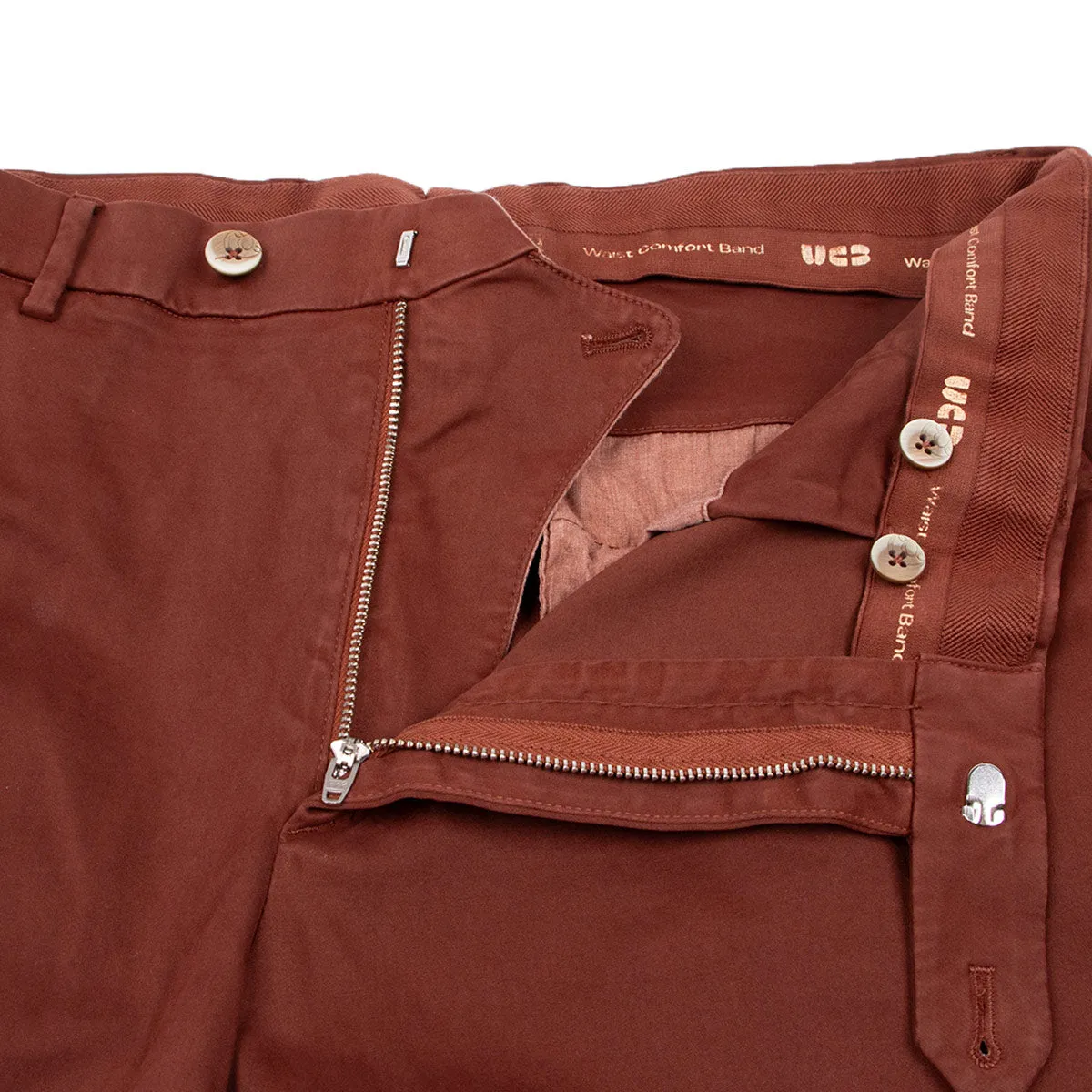 Rust Red Stretch Cotton Twill Chinos