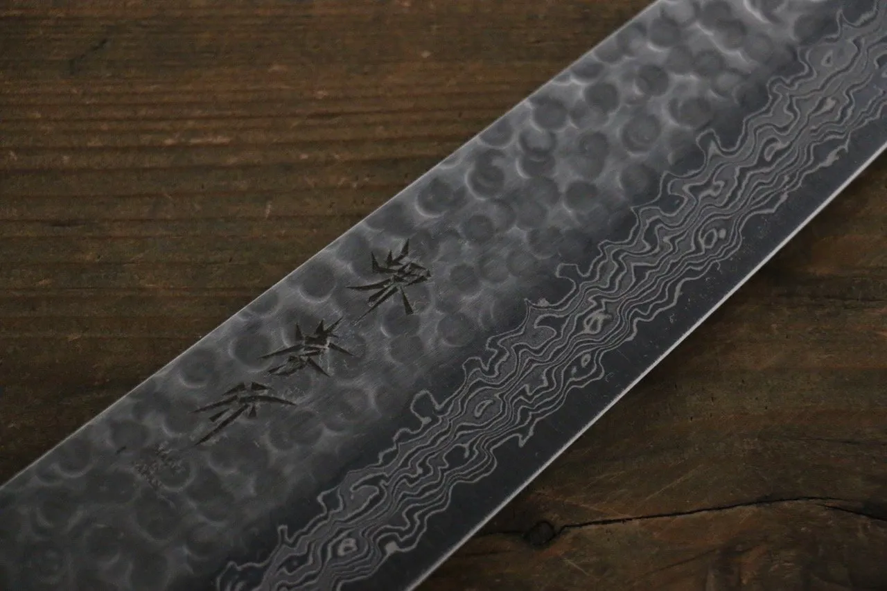 Sakai Takayuki AUS10 45 Layer Damascus Hammered Gyuto 240mm Gold Lacquered Handle with Sheath