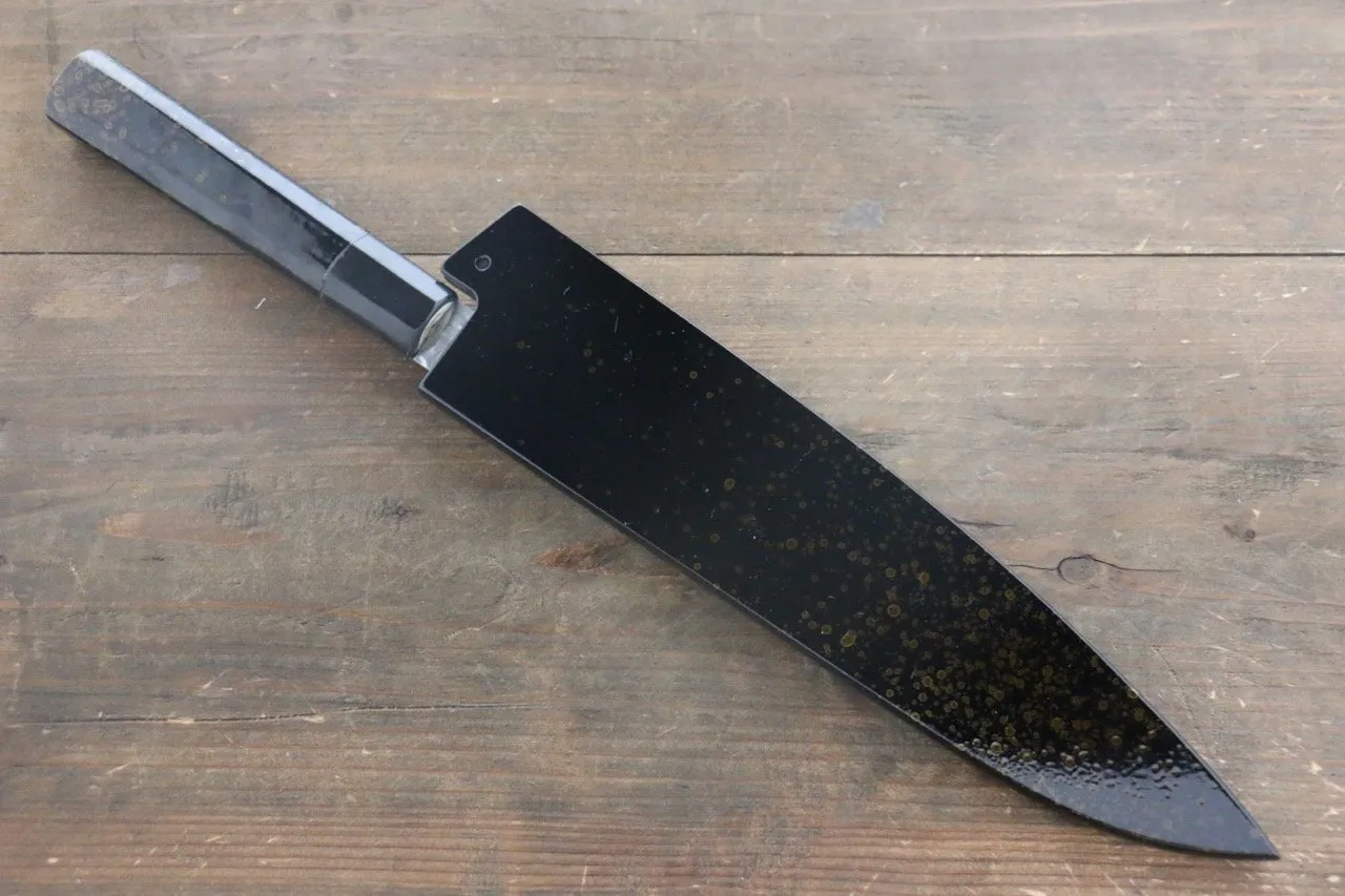 Sakai Takayuki AUS10 45 Layer Damascus Hammered Gyuto 240mm Gold Lacquered Handle with Sheath