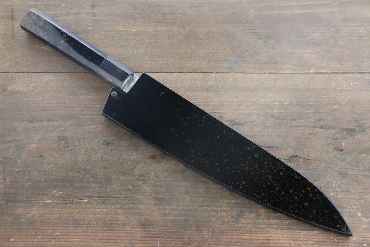 Sakai Takayuki AUS10 45 Layer Damascus Hammered Gyuto 240mm Gold Lacquered Handle with Sheath