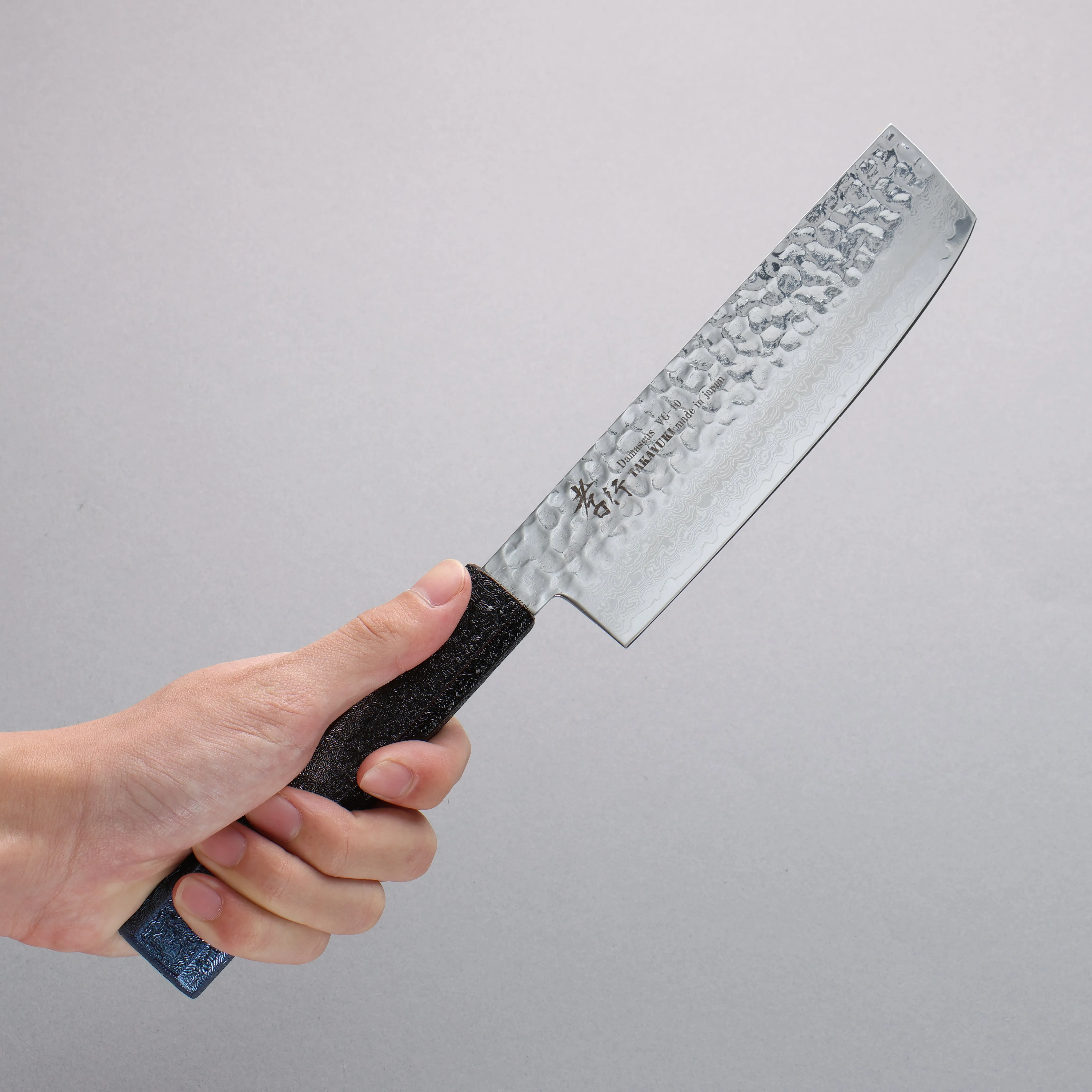 Sakai Takayuki Rinnou VG10 33 Layer Damascus Nakiri 160mm Blue Lacquered Handle