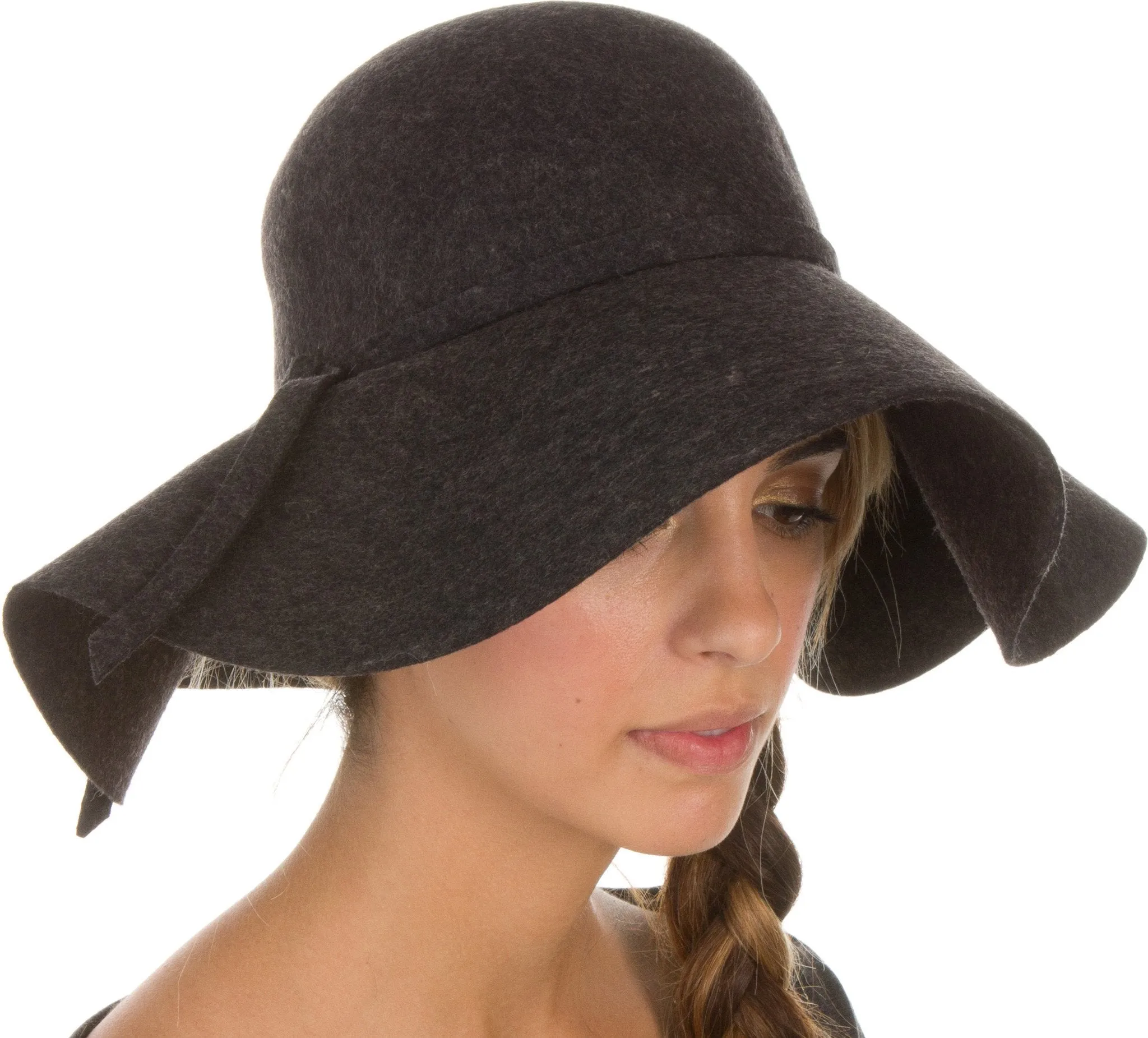 Sakkas Womens 100% Wool Wide Brim Foldable Floppy Hat