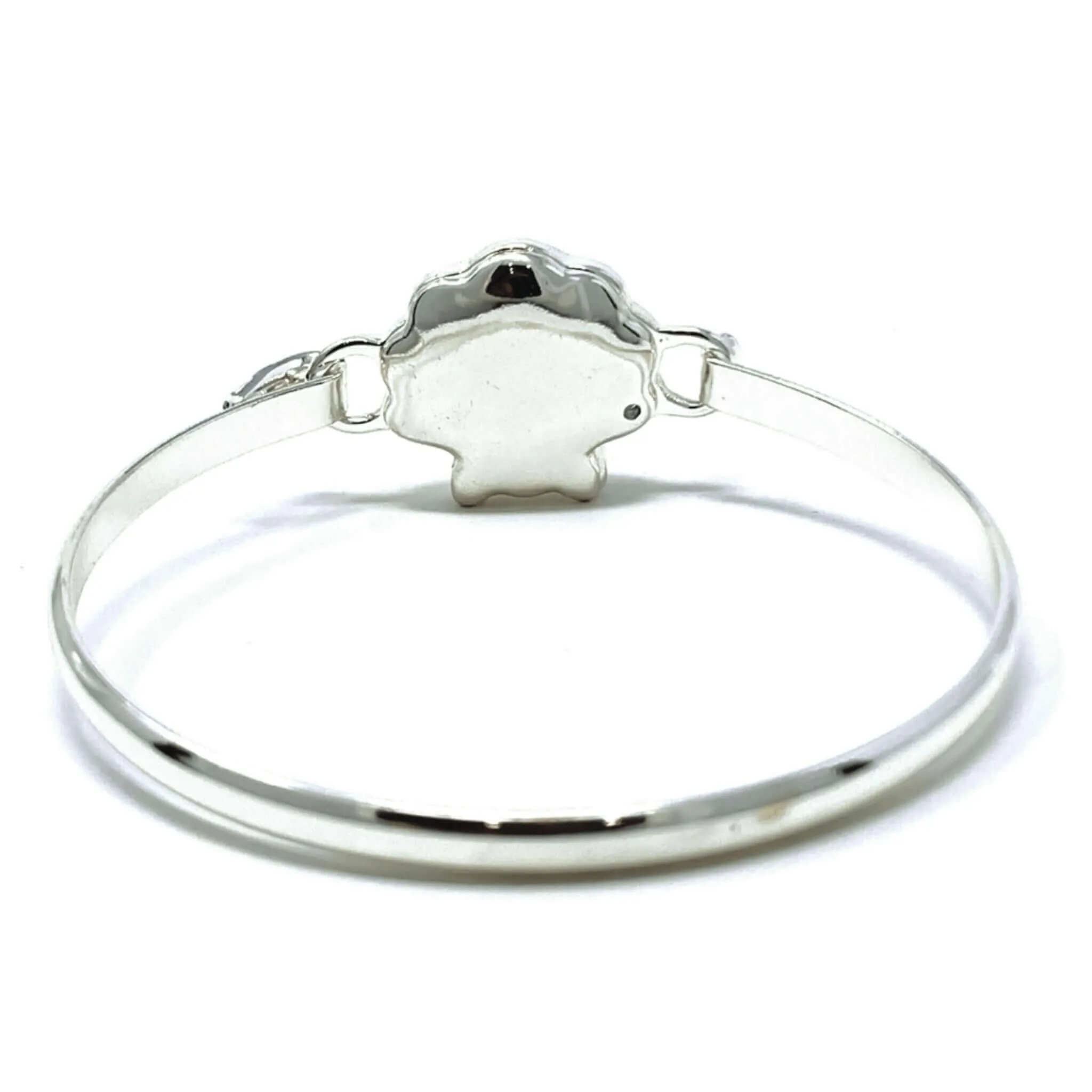 Sea Glass Silver Seashell Bangle Bracelet