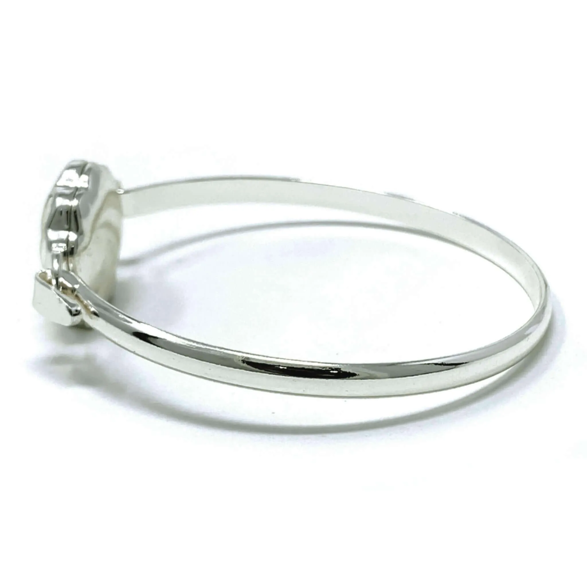 Sea Glass Silver Seashell Bangle Bracelet