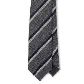 Shetland Wool Sandwich Stripe Hand-rolled Tie