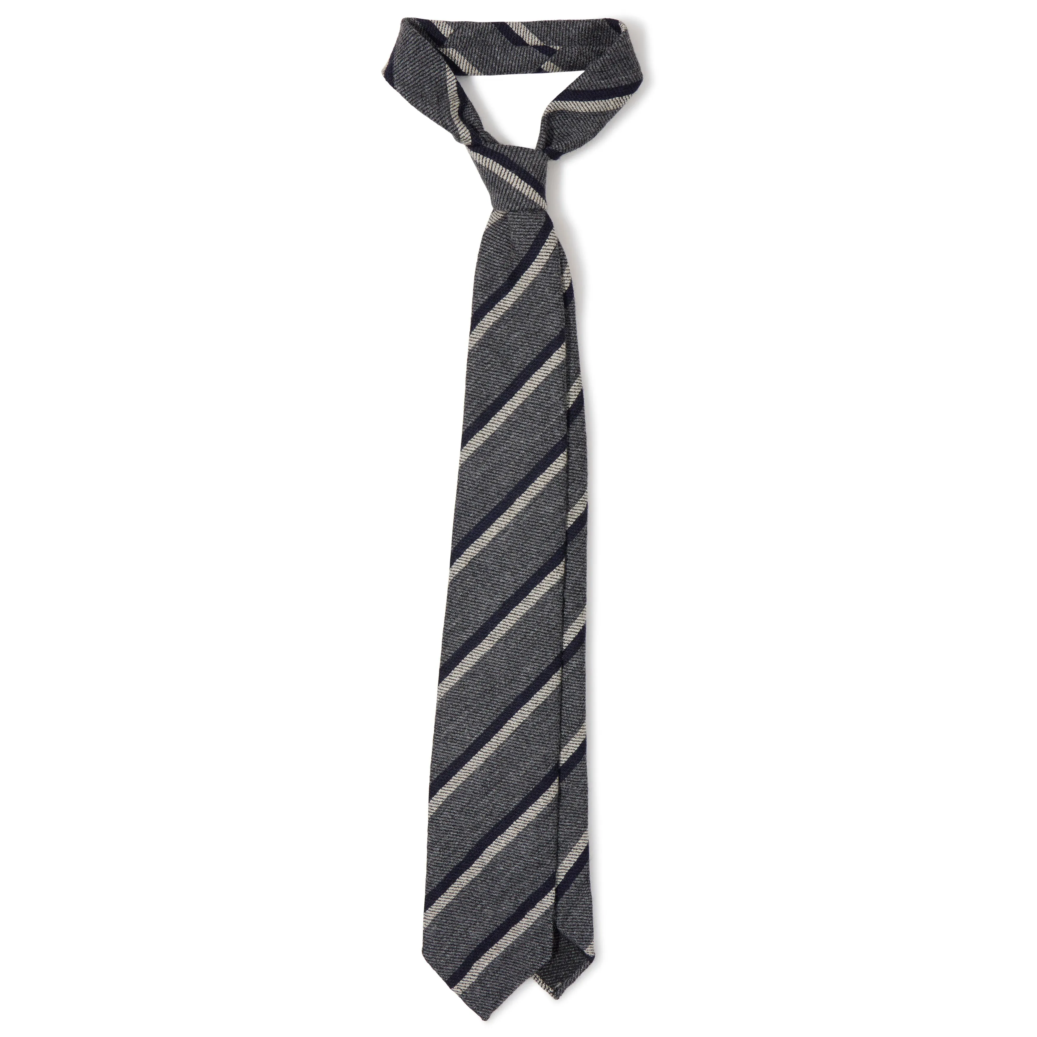 Shetland Wool Sandwich Stripe Hand-rolled Tie