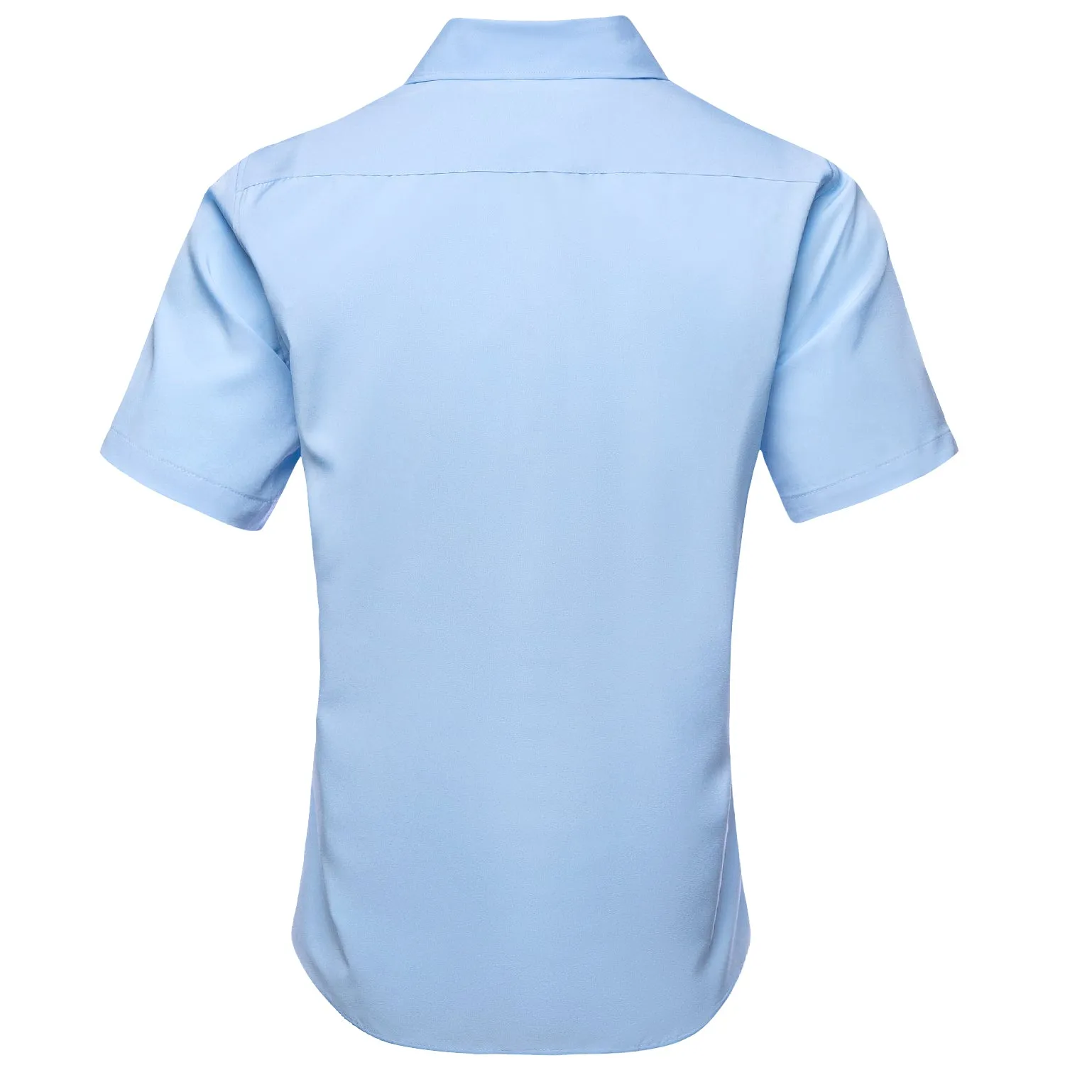 Sky Blue Solid Men's Short Sleeve Shirt