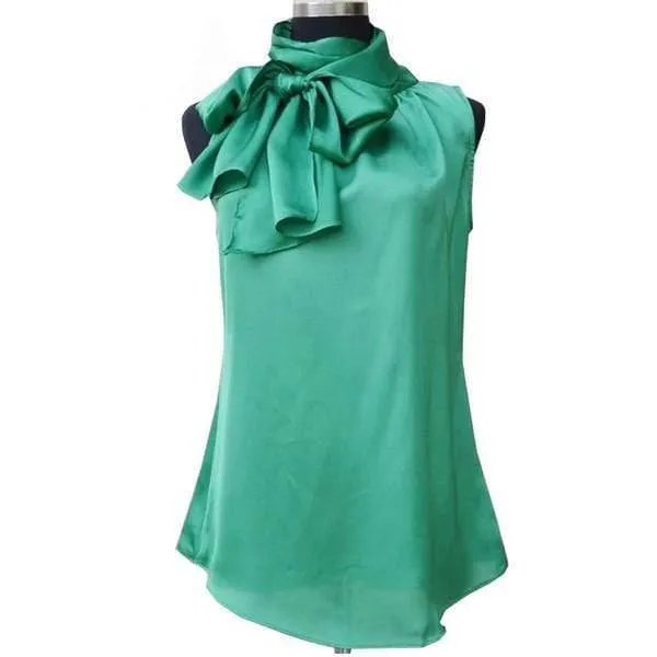 Sleeveless Bow Knot Chiffon Blouse