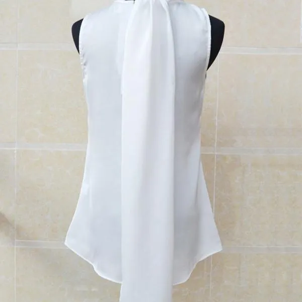 Sleeveless Bow Knot Chiffon Blouse