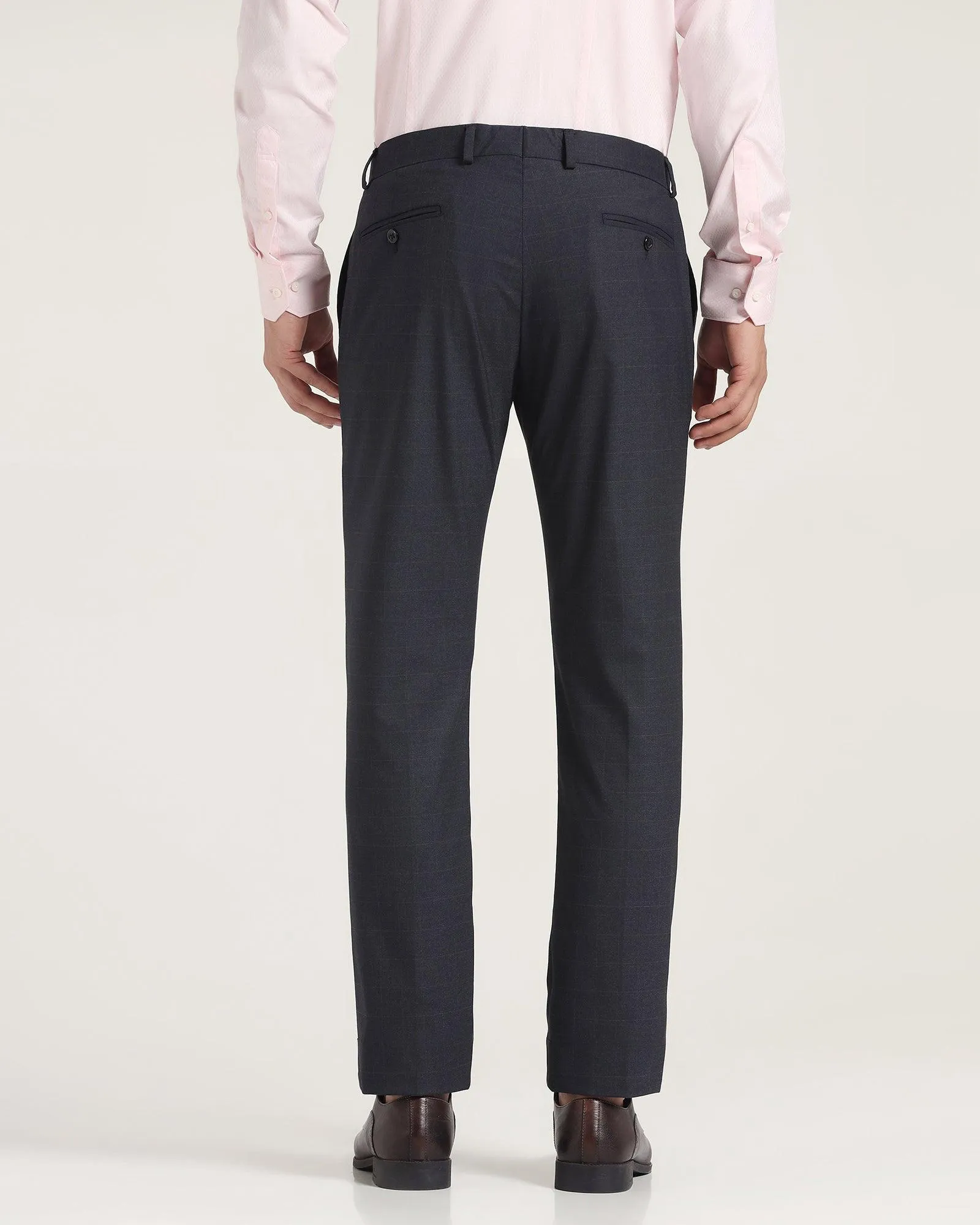 Slim Comfort B-95 Formal Navy Check Trouser - Manny