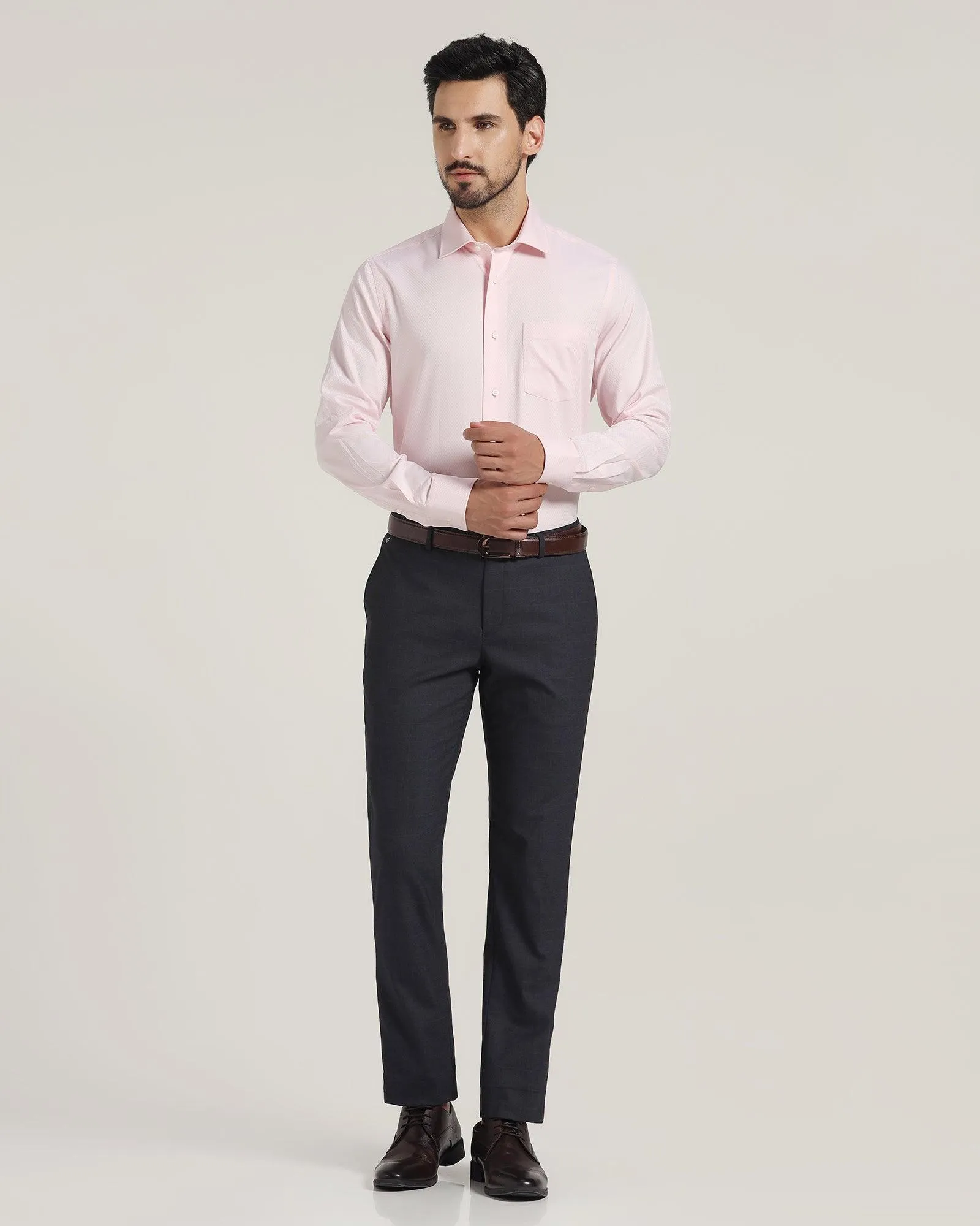 Slim Comfort B-95 Formal Navy Check Trouser - Manny