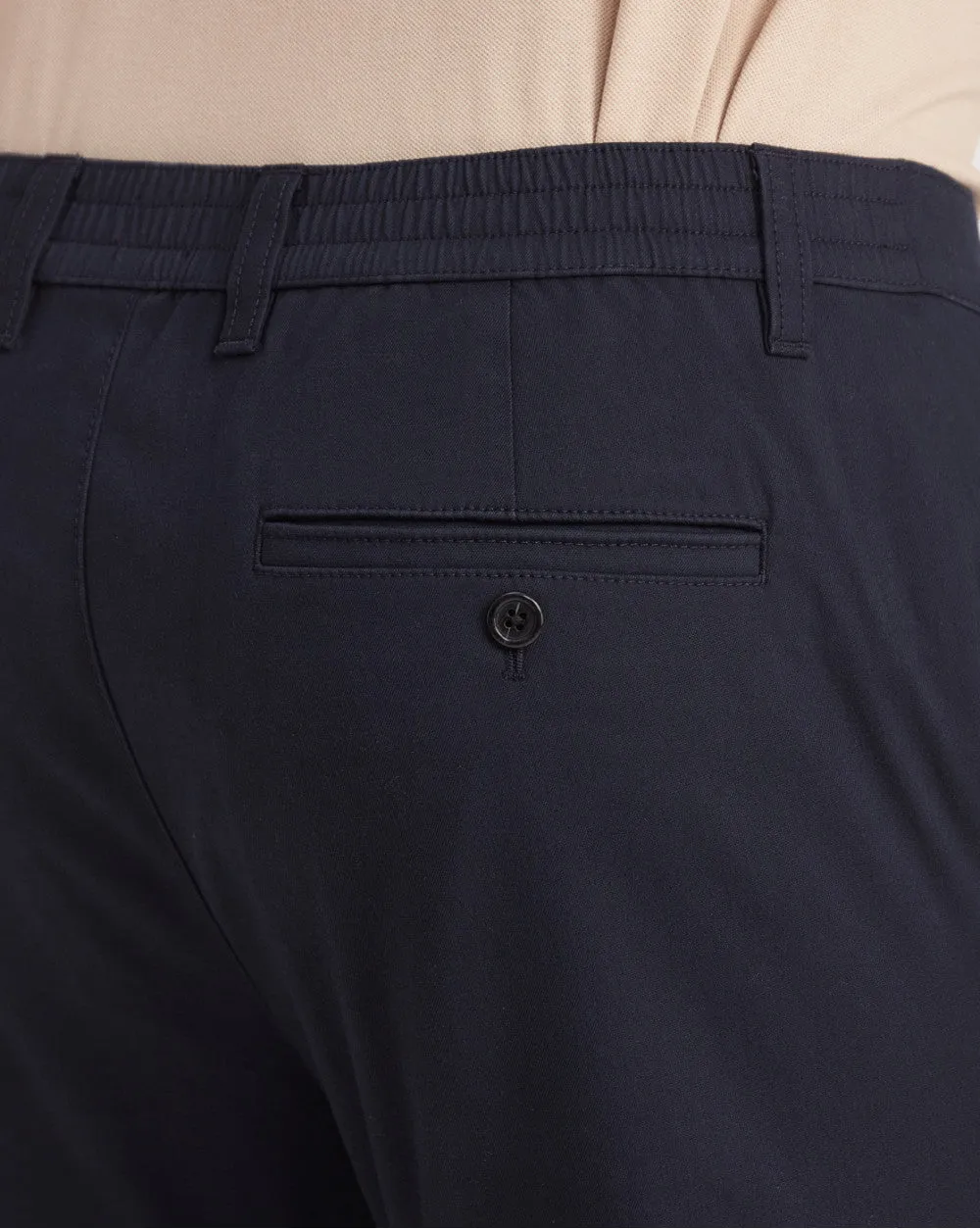 Slim Fit Elasticized Crossover Chinos - Navy