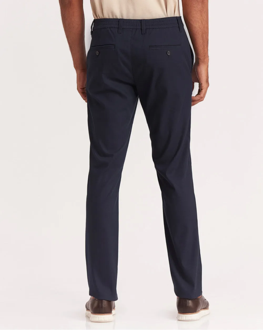 Slim Fit Elasticized Crossover Chinos - Navy