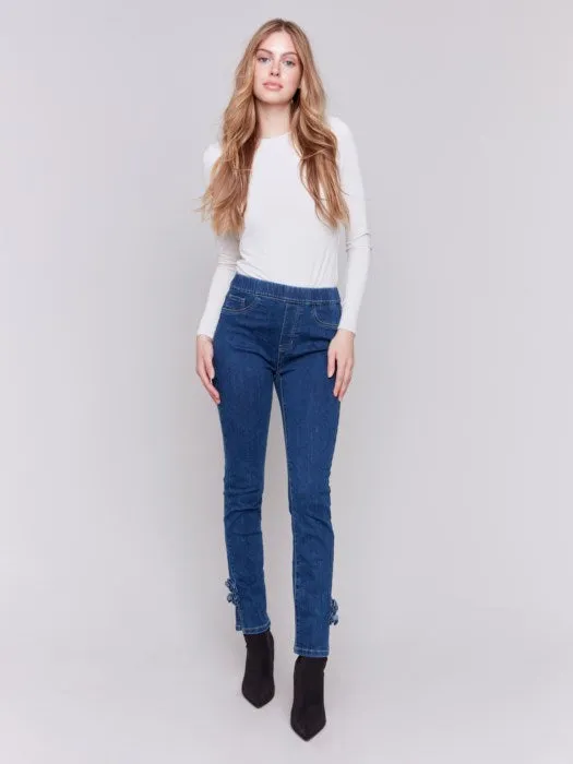 Slim Jeans with Side Roses