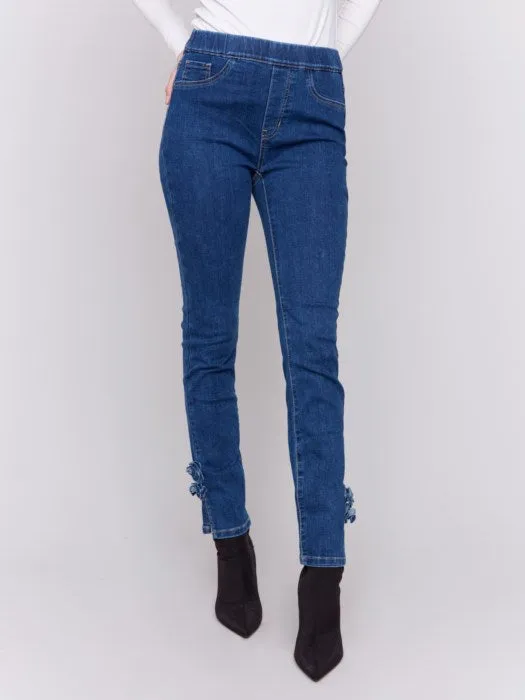 Slim Jeans with Side Roses