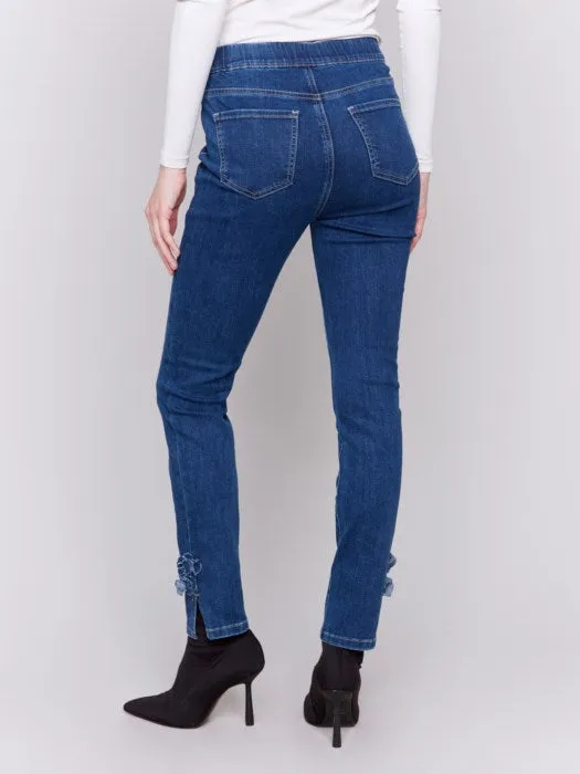 Slim Jeans with Side Roses