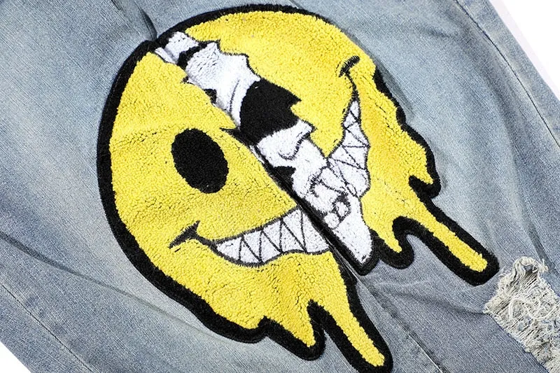 Smiley Skull Patch Jeans