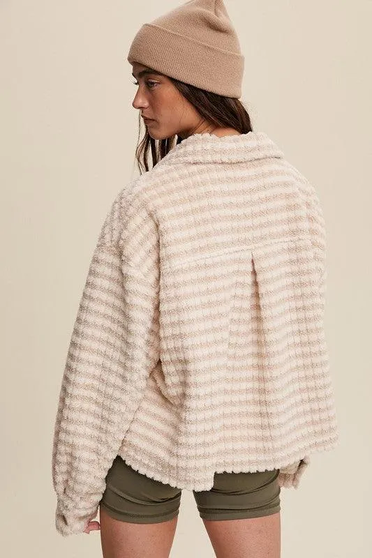 Soft Plaid Striped Fleece Shacket