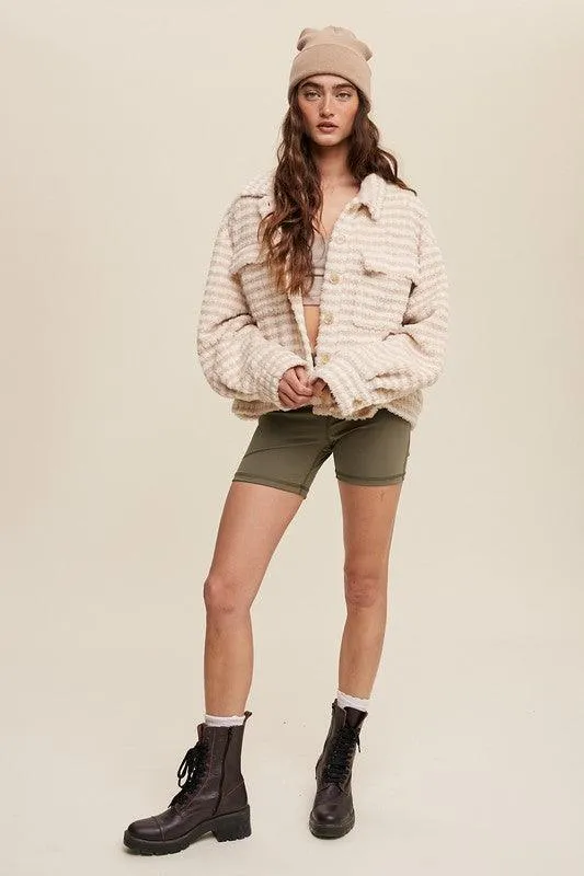 Soft Plaid Striped Fleece Shacket