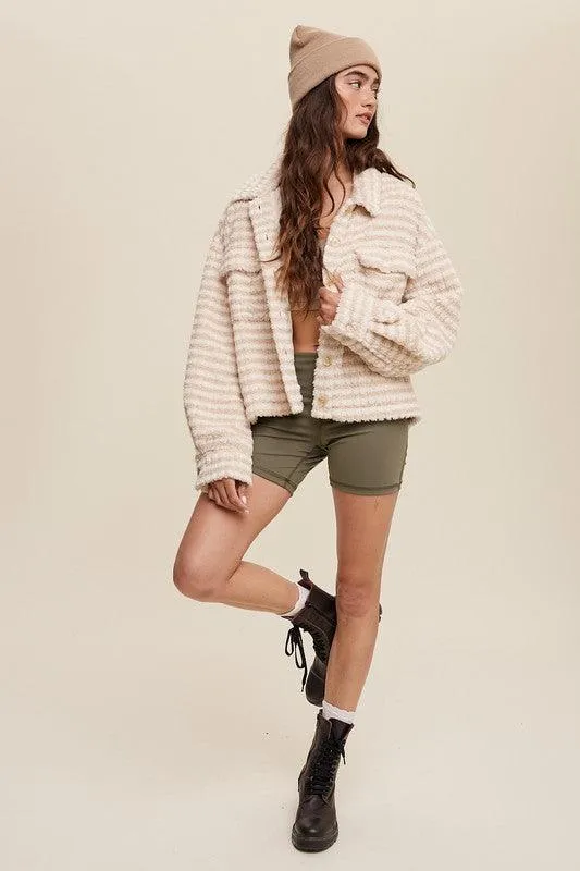 Soft Plaid Striped Fleece Shacket