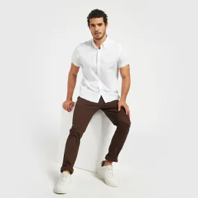 Solid Skinny Fit Chinos with Button Closure