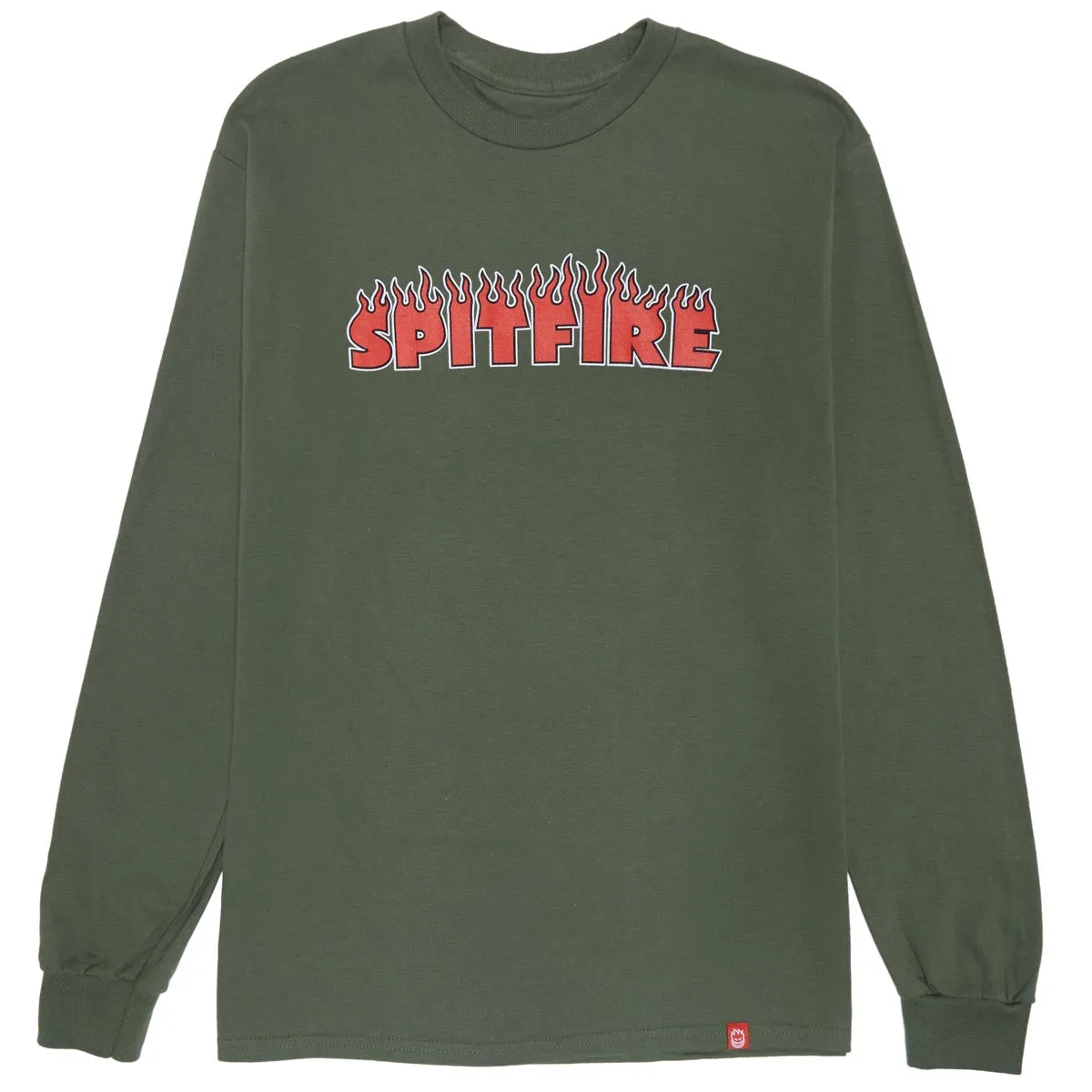 Spitfire Demonseed Script Long Sleeve T-Shirt - Military Green/Red/Black/White