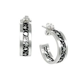 Sterling Silver Rectangular Hoops - "Elegant Bubbles"