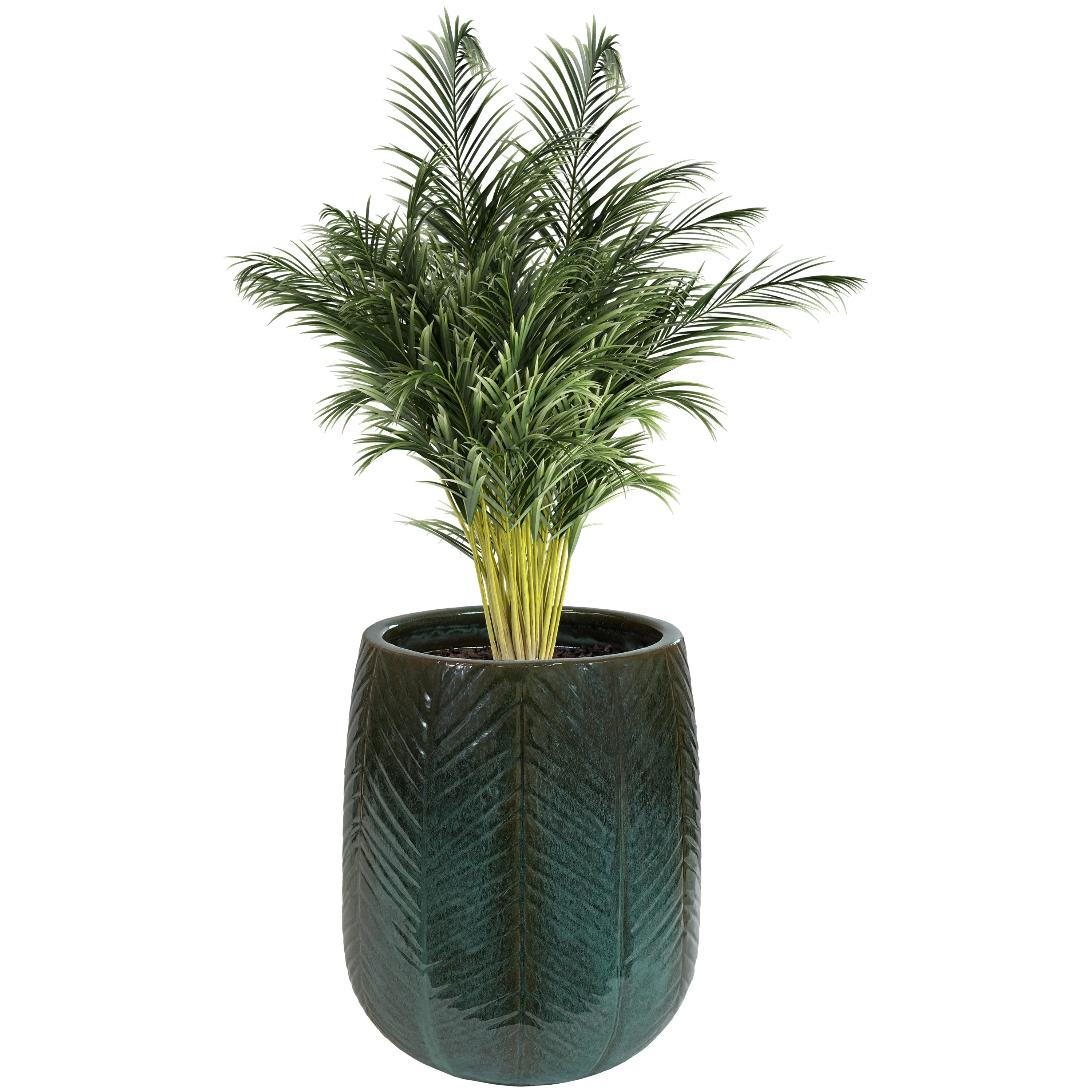 Sunnydaze 10" Ceramic Plant Pot - Dark Olive Chevron Pattern