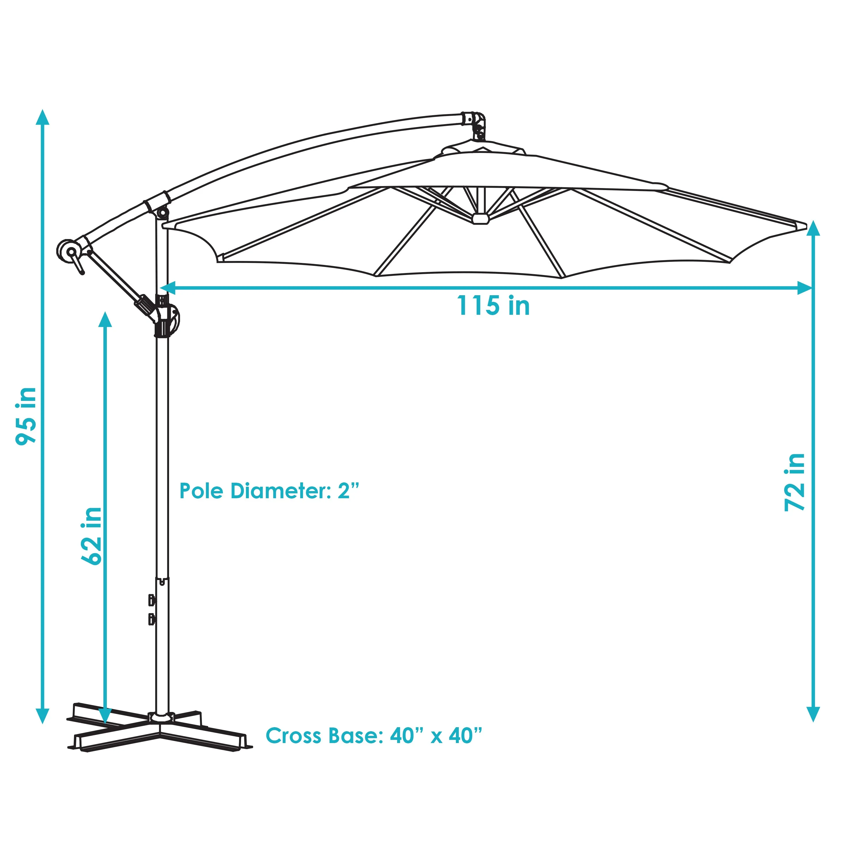 Sunnydaze 9.5' Offset Outdoor Patio Umbrella with Crank