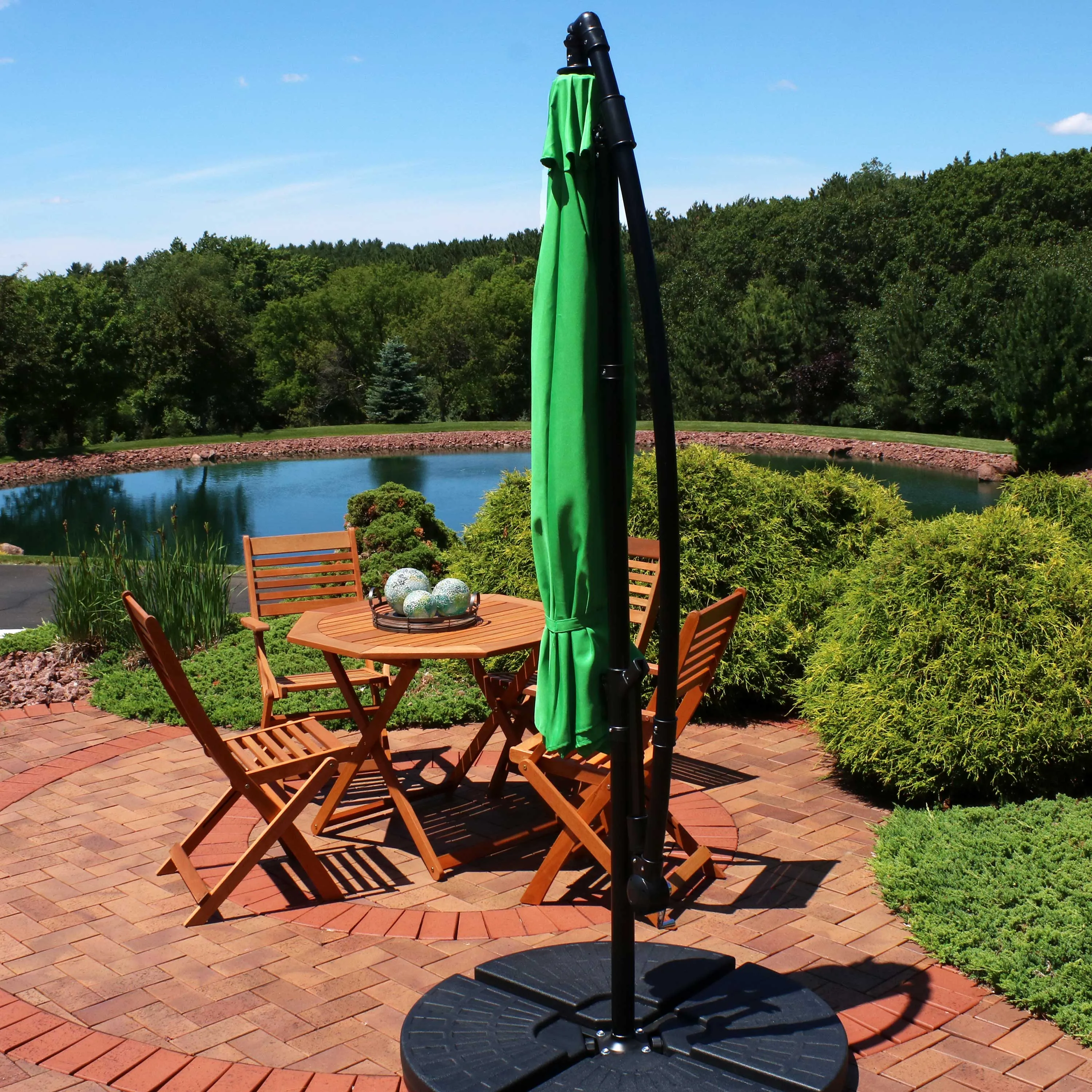 Sunnydaze 9.5' Offset Outdoor Patio Umbrella with Crank