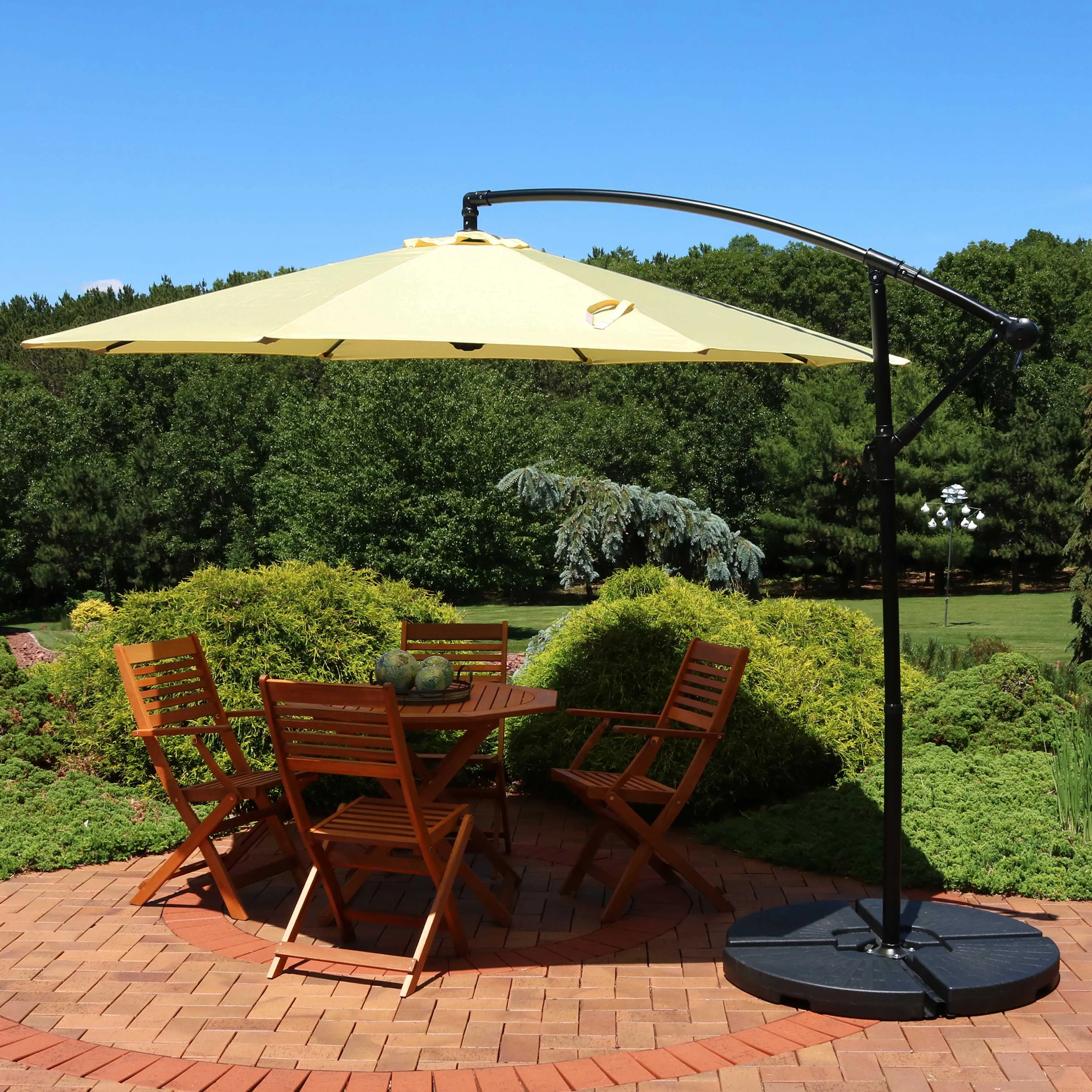 Sunnydaze 9.5' Offset Outdoor Patio Umbrella with Crank