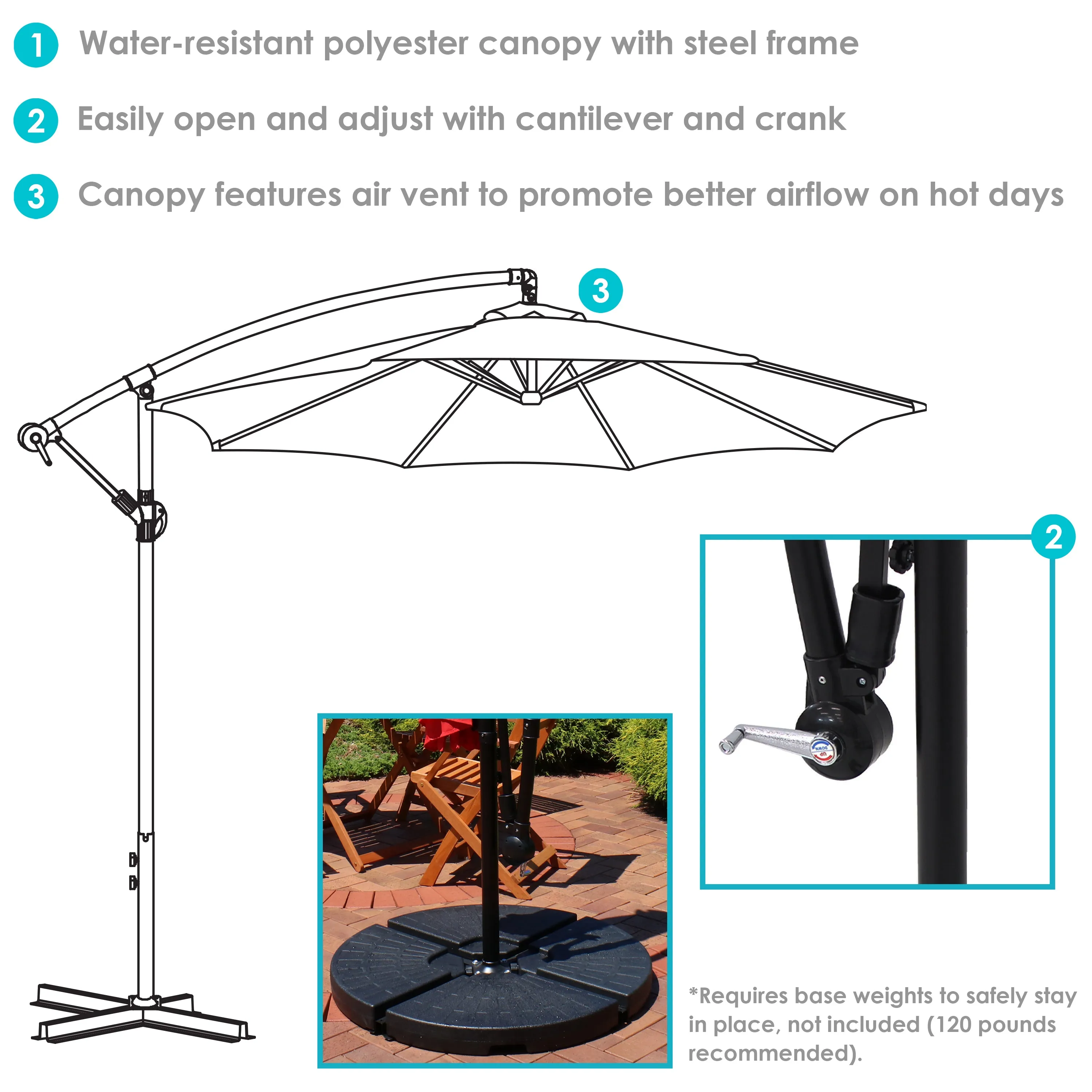 Sunnydaze 9.5' Offset Outdoor Patio Umbrella with Crank