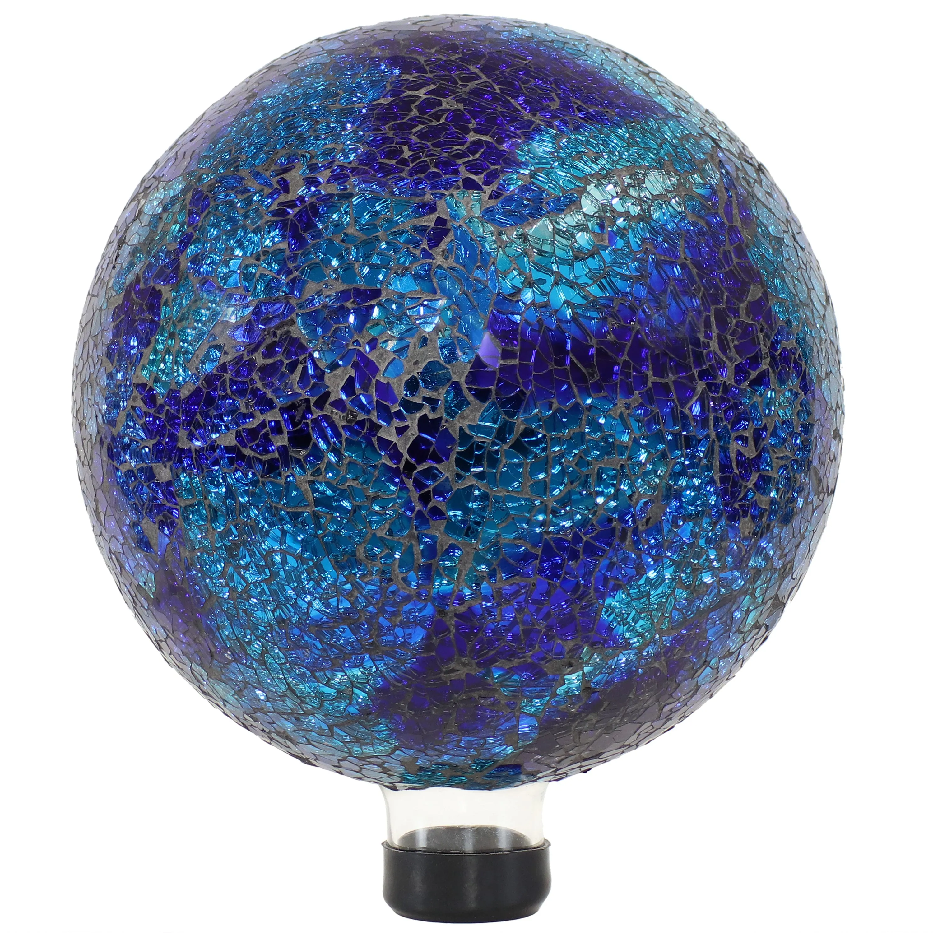 Sunnydaze Deep Ocean Swirl Crackled Glass Outdoor Gazing Globe - 10"