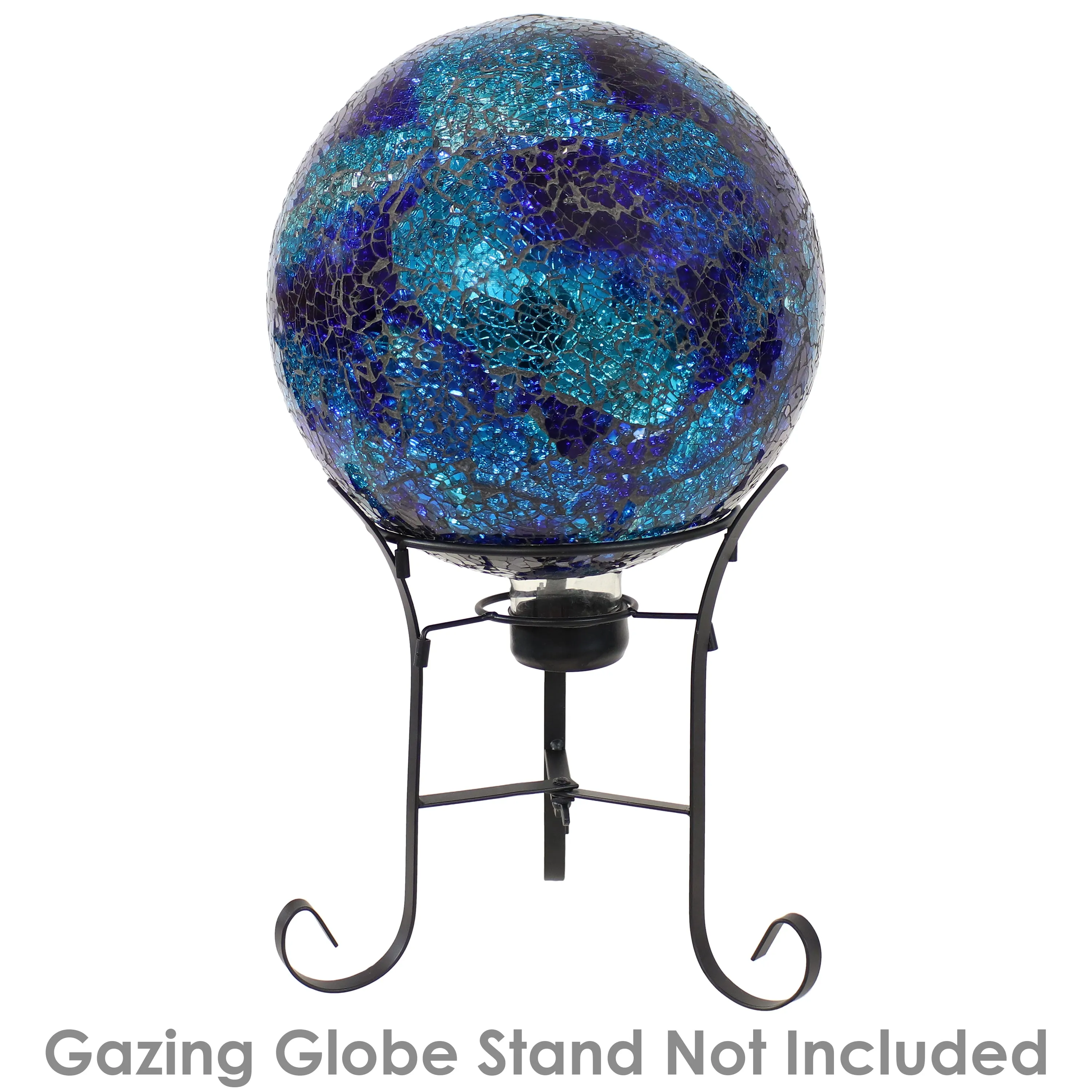 Sunnydaze Deep Ocean Swirl Crackled Glass Outdoor Gazing Globe - 10"