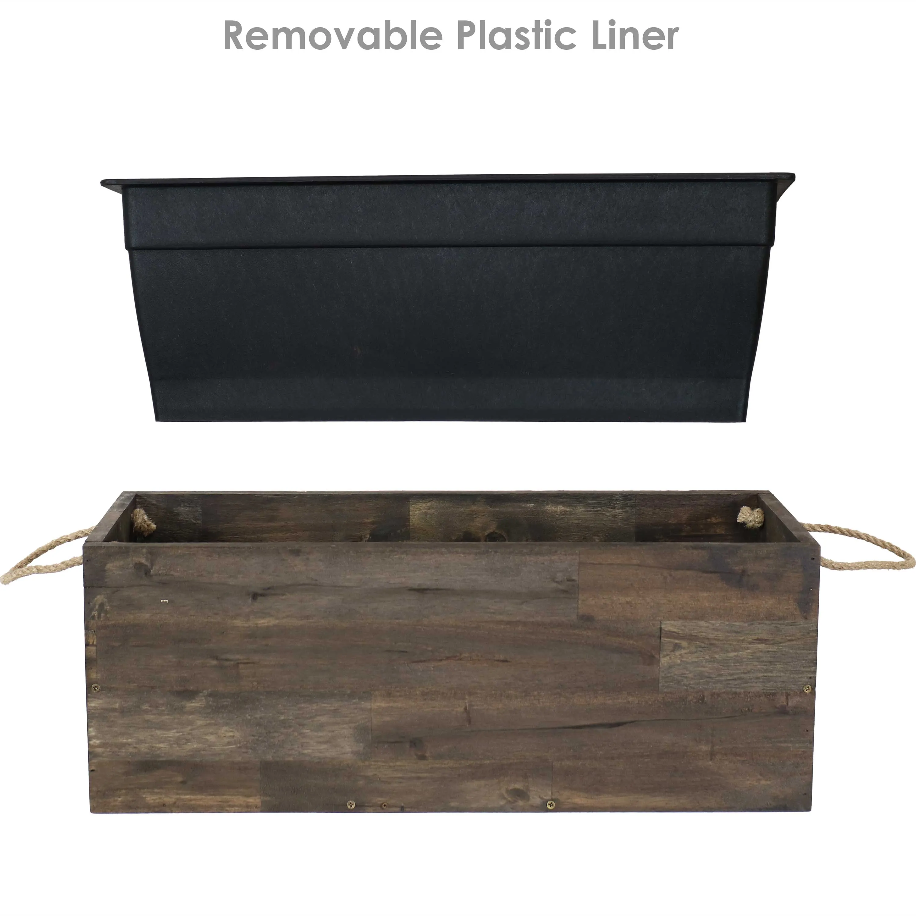 Sunnydaze Outdoor Rectangle Acacia Wood Planter Box