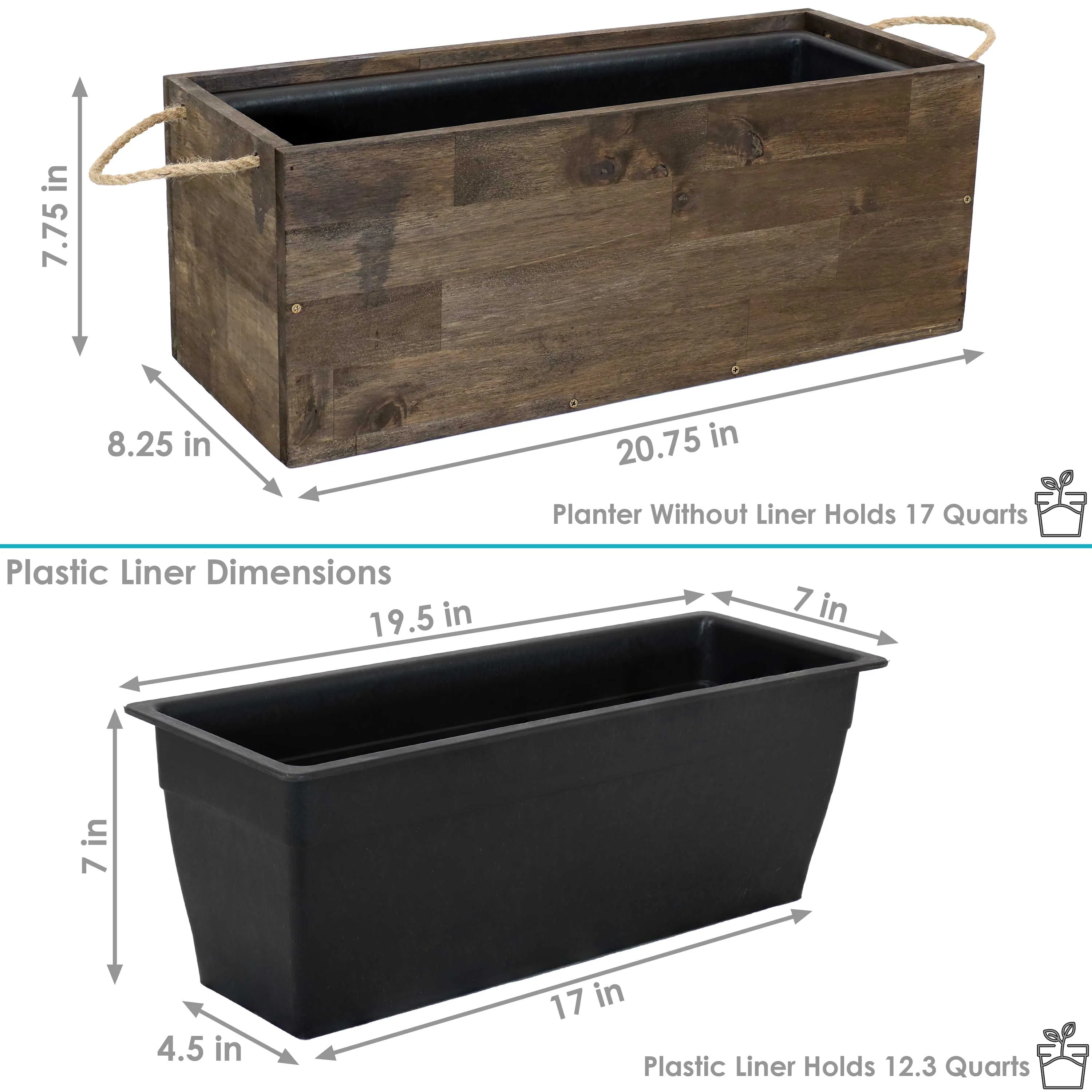 Sunnydaze Outdoor Rectangle Acacia Wood Planter Box