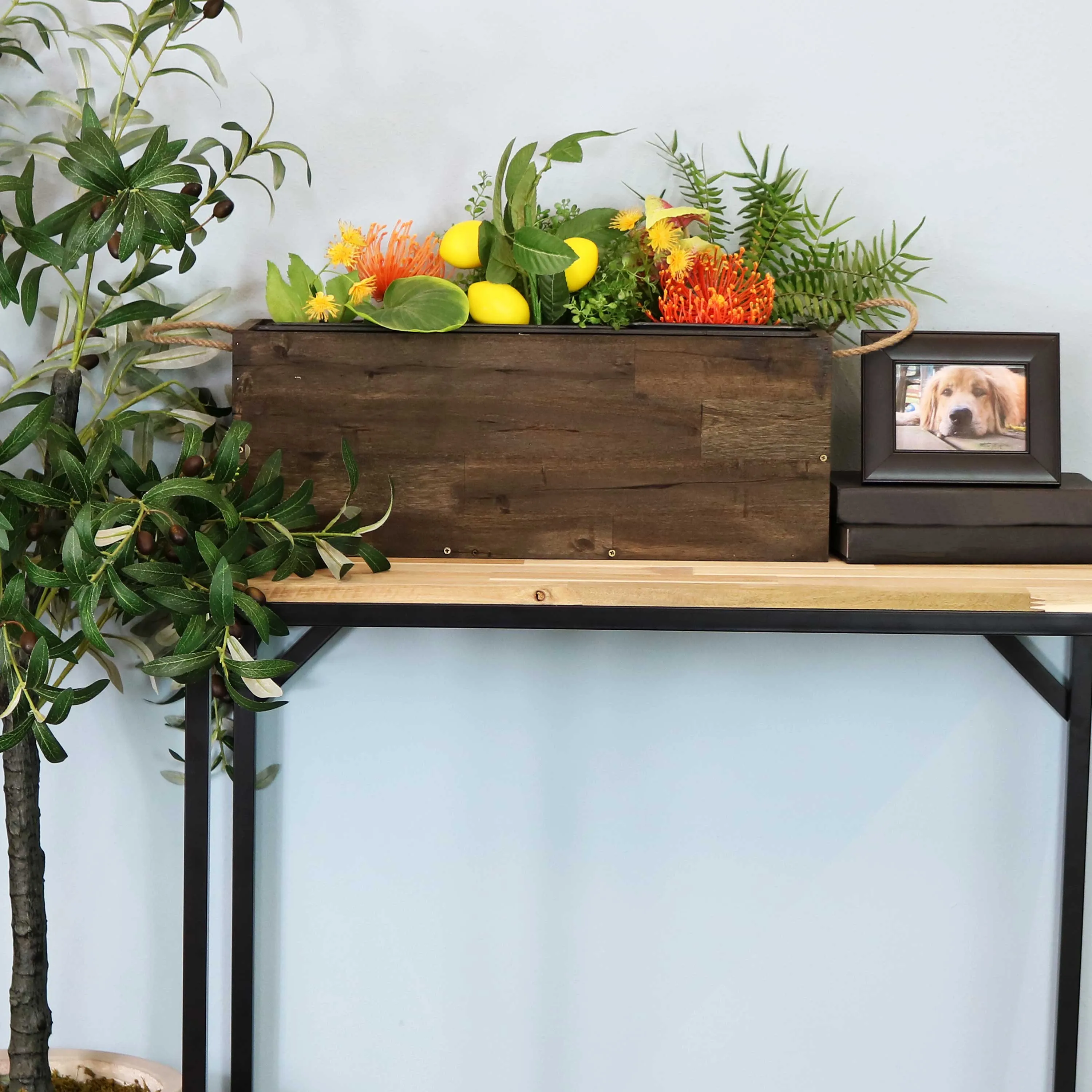 Sunnydaze Outdoor Rectangle Acacia Wood Planter Box