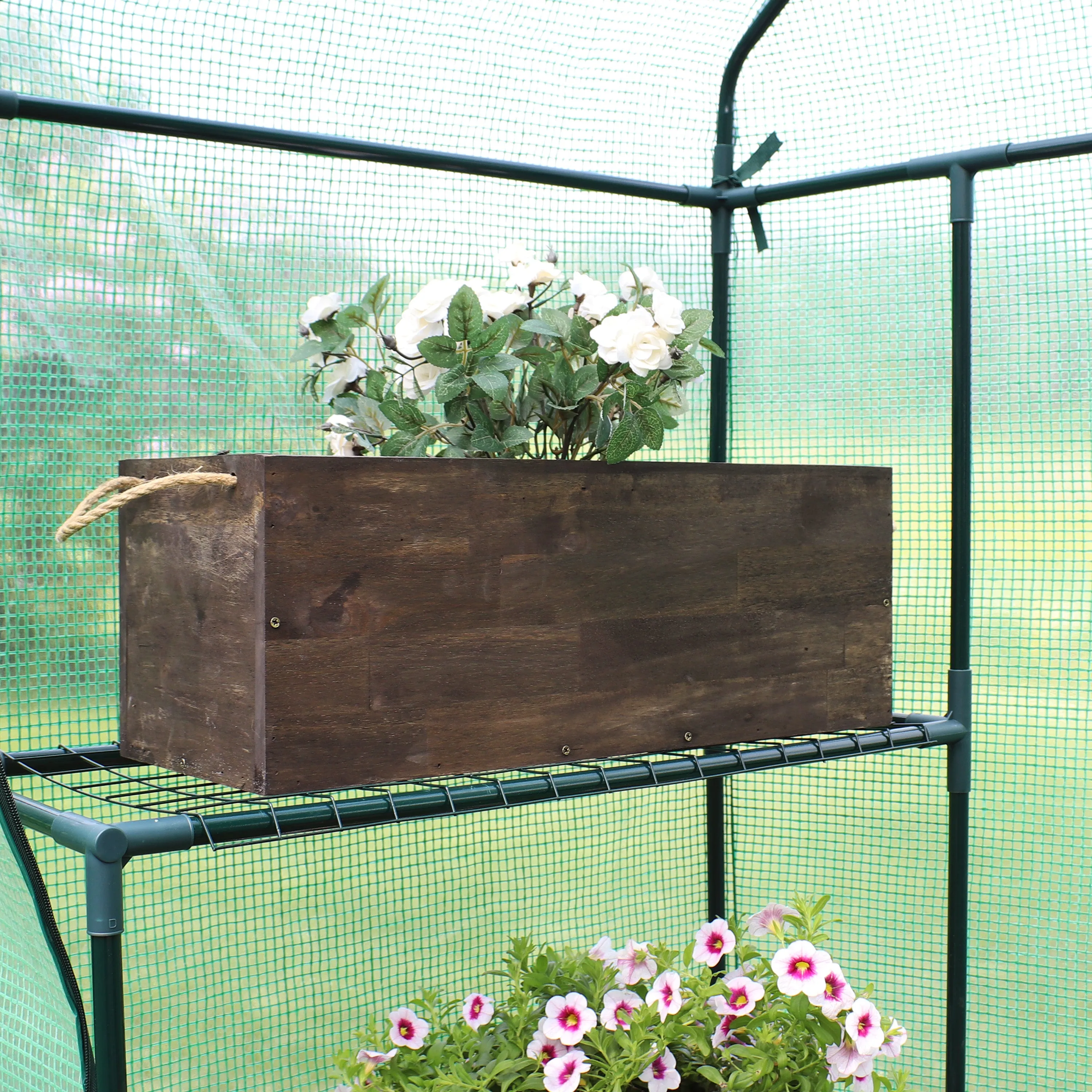 Sunnydaze Outdoor Rectangle Acacia Wood Planter Box