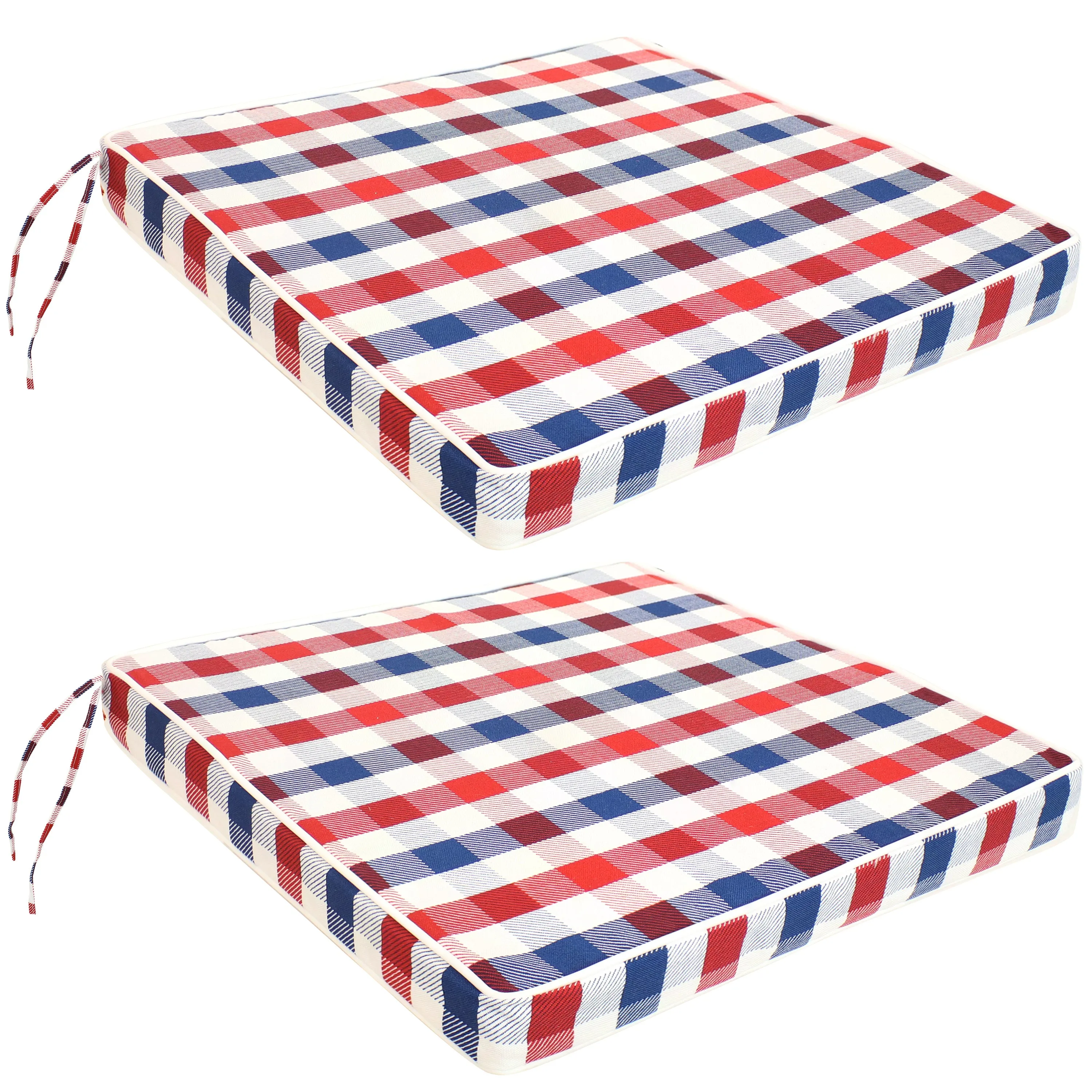 Sunnydaze Polyester Square Indoor/Outdoor Seat Cushions with Ties - Americano - Set of 2