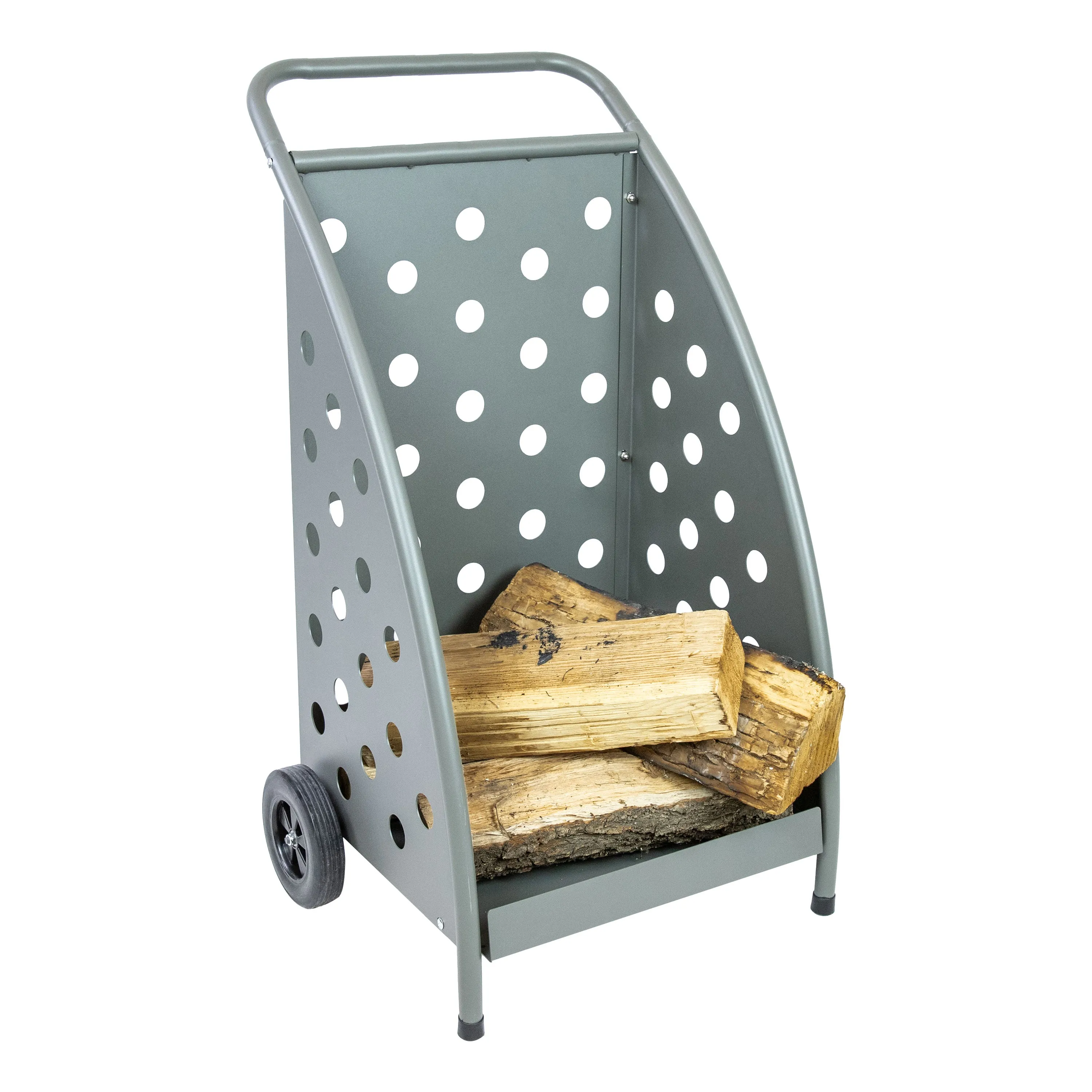 Sunnydaze Steel Firewood Log Cart With Wheels - 34" H