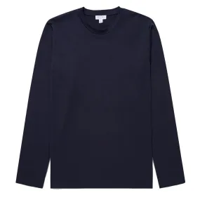 Sunspel Long Sleeve Riviera Midweight T-Shirt Navy