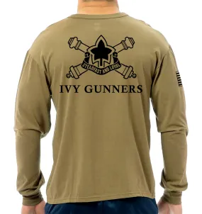 Tan Long Sleeve 50-50 Blend Unisex Shirt (Black Design). This shirt is NOT approved for PT