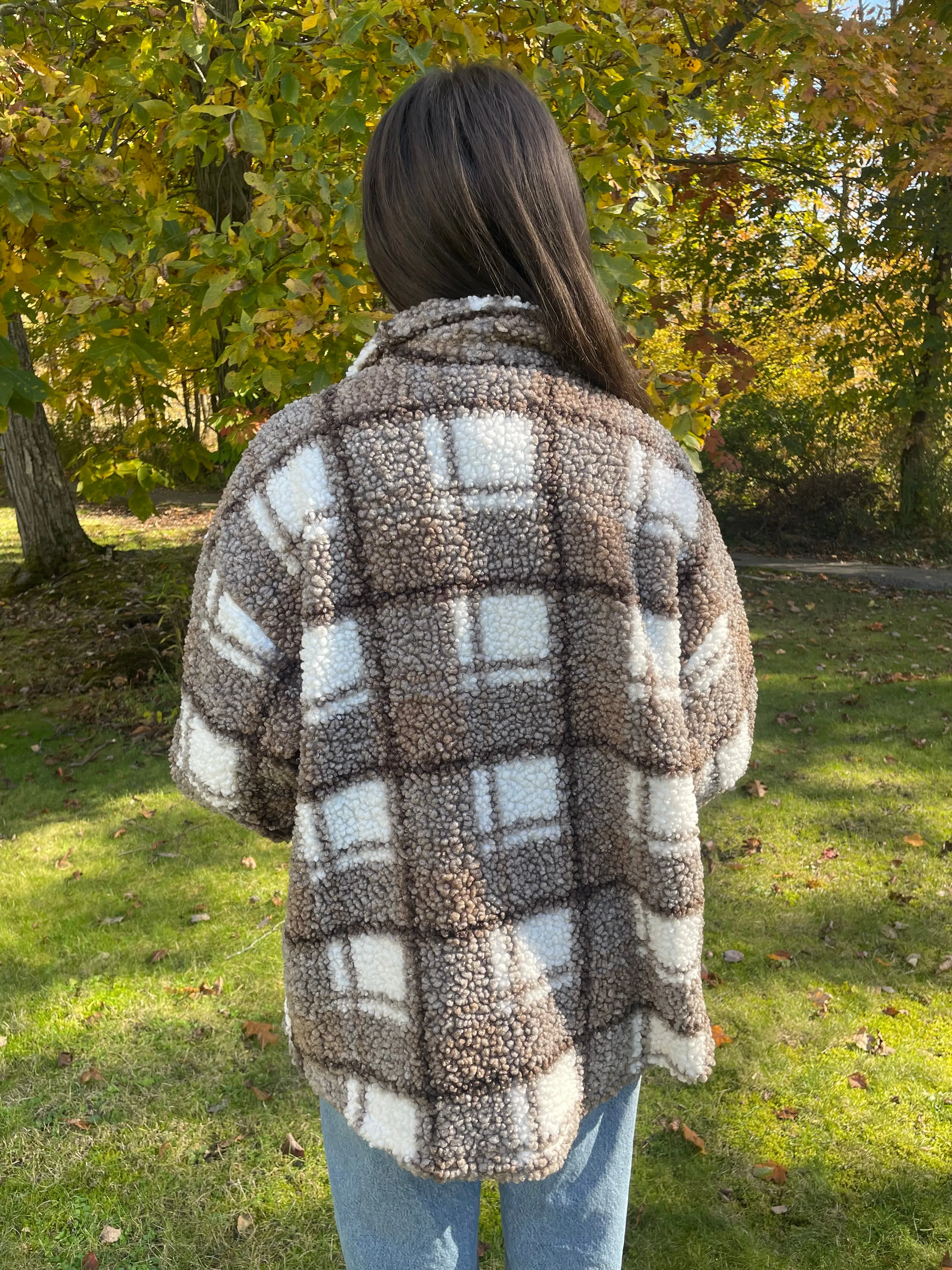 Tan Plaid Teddy Jacket